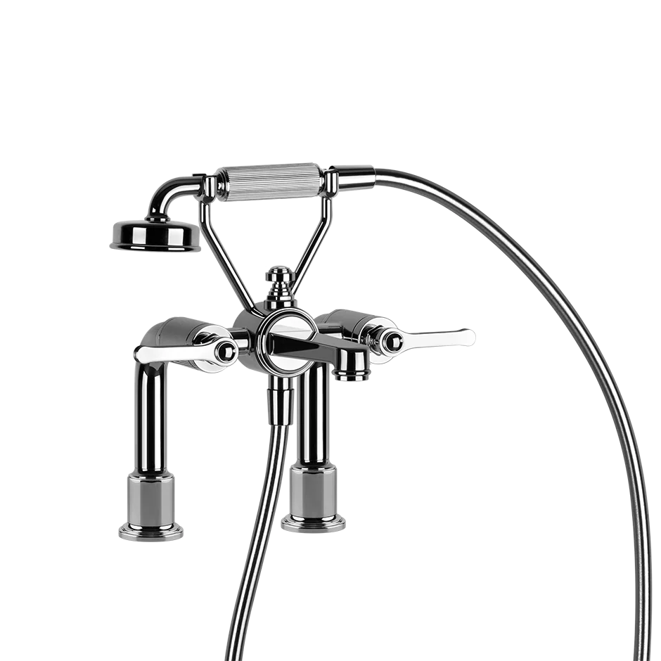 Gessi Venti20 Deck Mounted 2-Hole Bath-Shower Mixer in chrome, supplied by Deluxe Bathrooms.