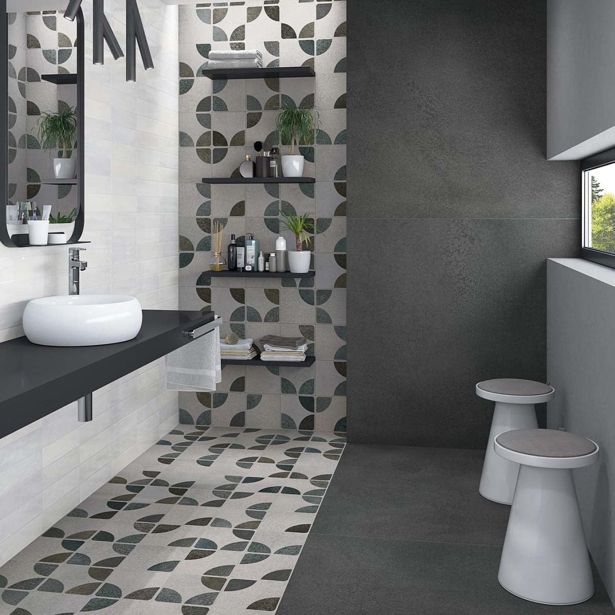 Cliff Dark Stone Effect Porcelain Tile 79x79cm Polished