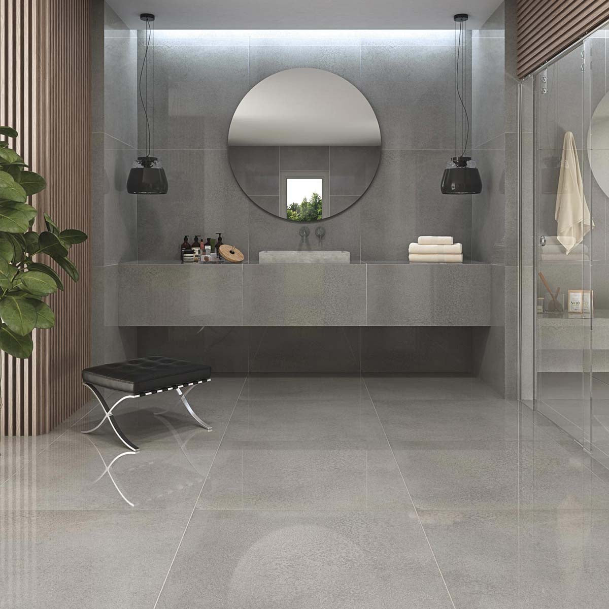 Cliff Greige Stone Effect Porcelain Tile 79x79cm Polished