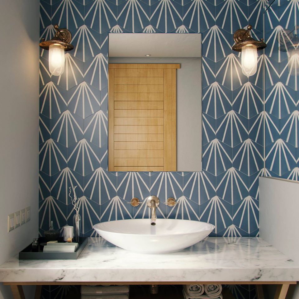 Deluxe Lilypad Azul Hexagon Matt Porcelain Tile 23x20cm