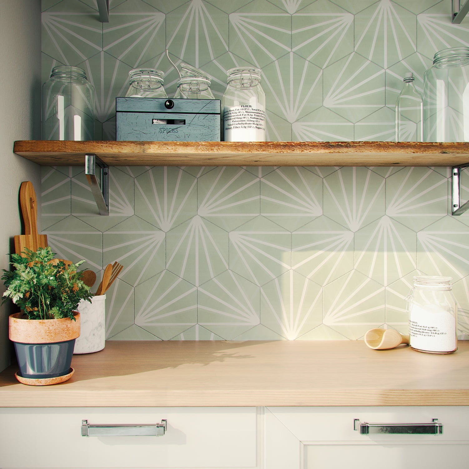 Deluxe Lilypad Verde Porcelain Matt Tile 23x20cm