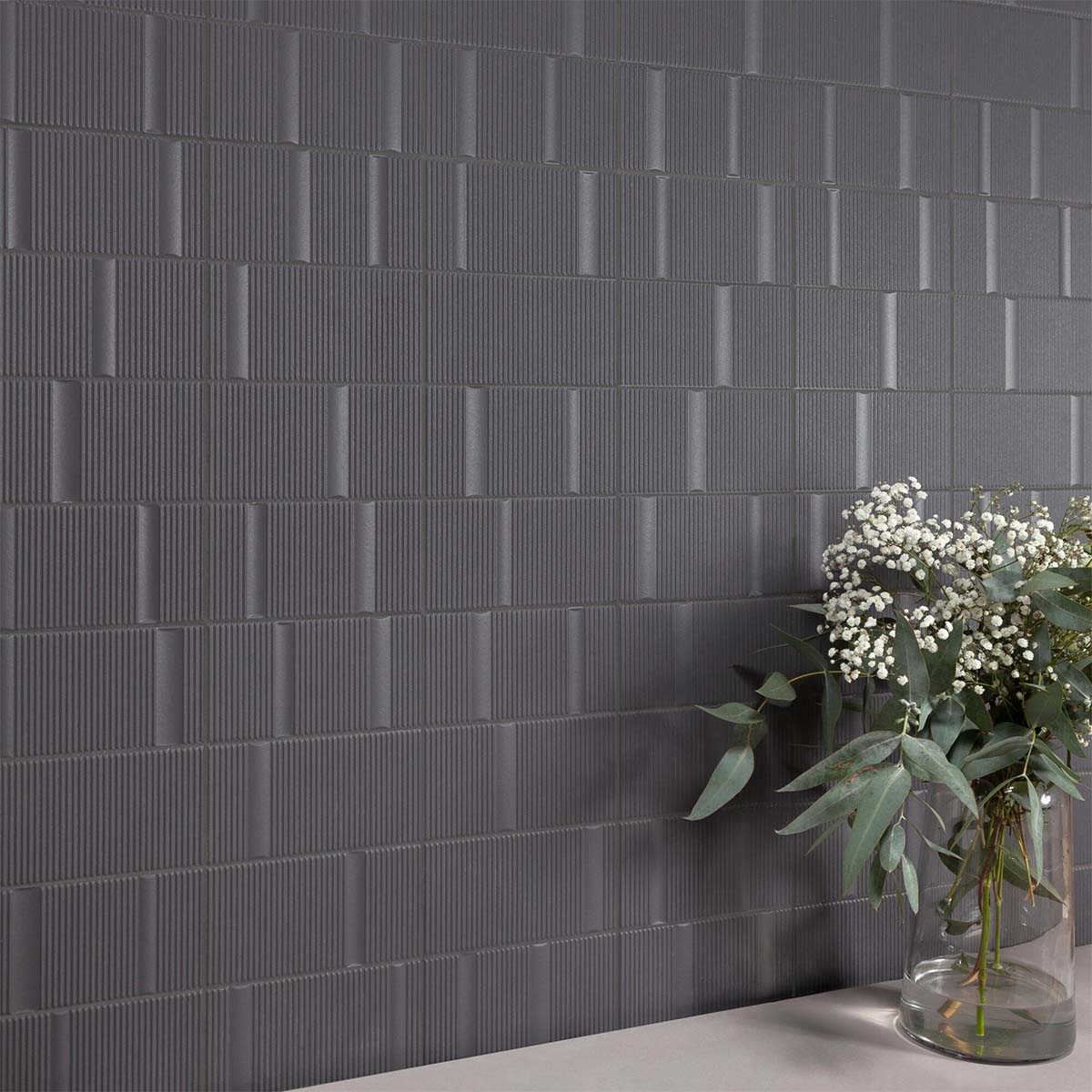 Beat Anthracite Wall Tile 20x40cm Matte Lifestyle