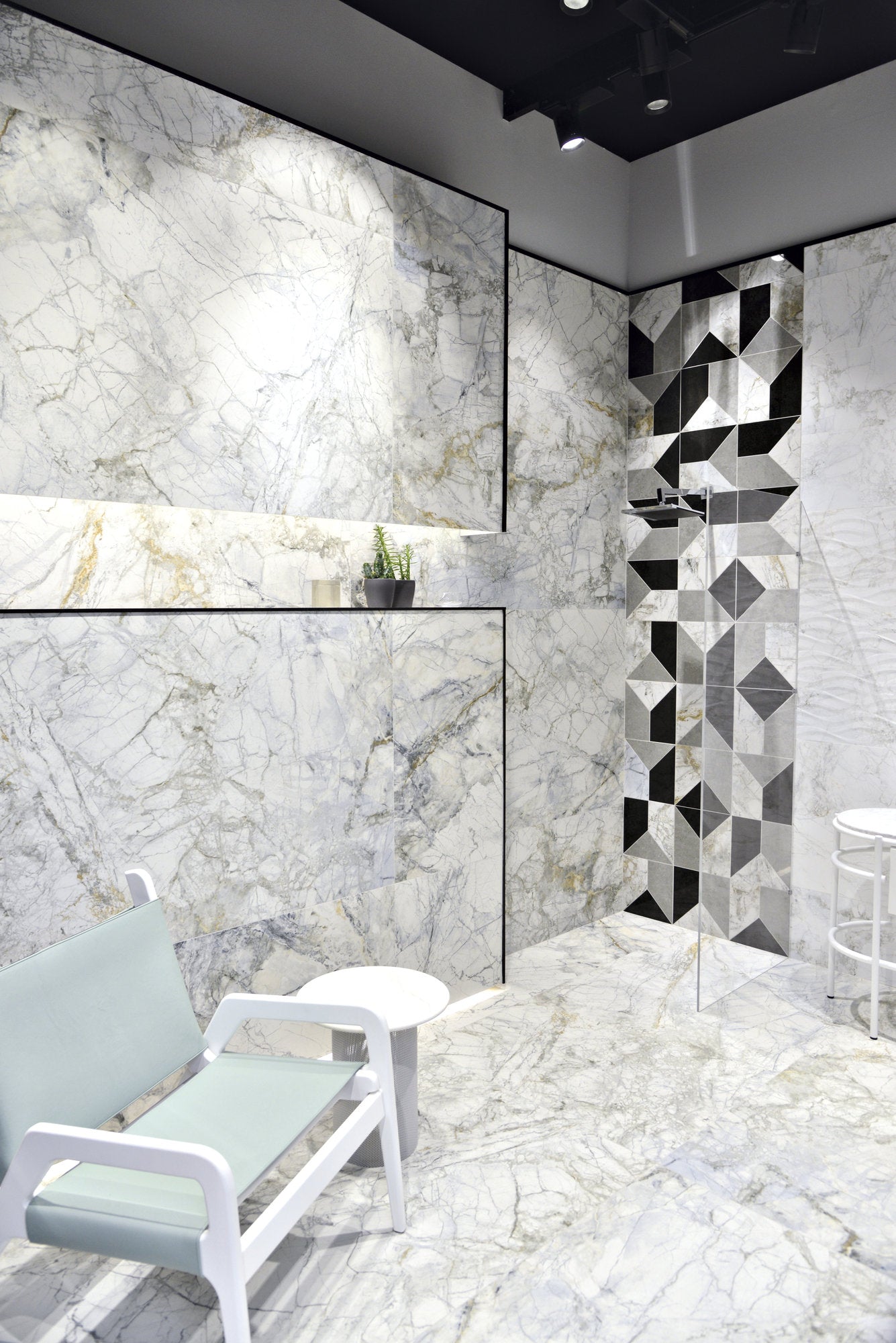 Supreme 4D Shaped Matt White Marble Tile 100 x 100cm