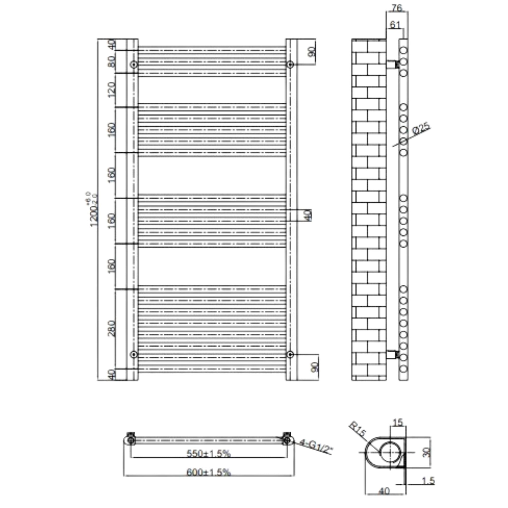 Como Aromawell Heated Towel Rail - Brushed Bronze