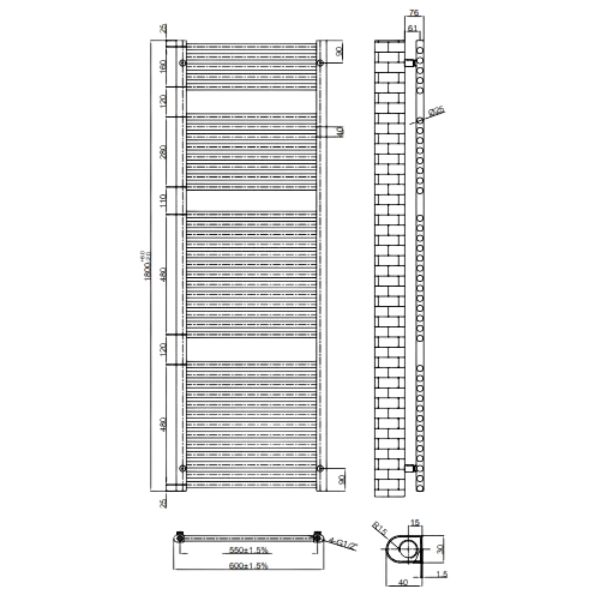 Como Aromawell Heated Towel Rail - Brushed Bronze