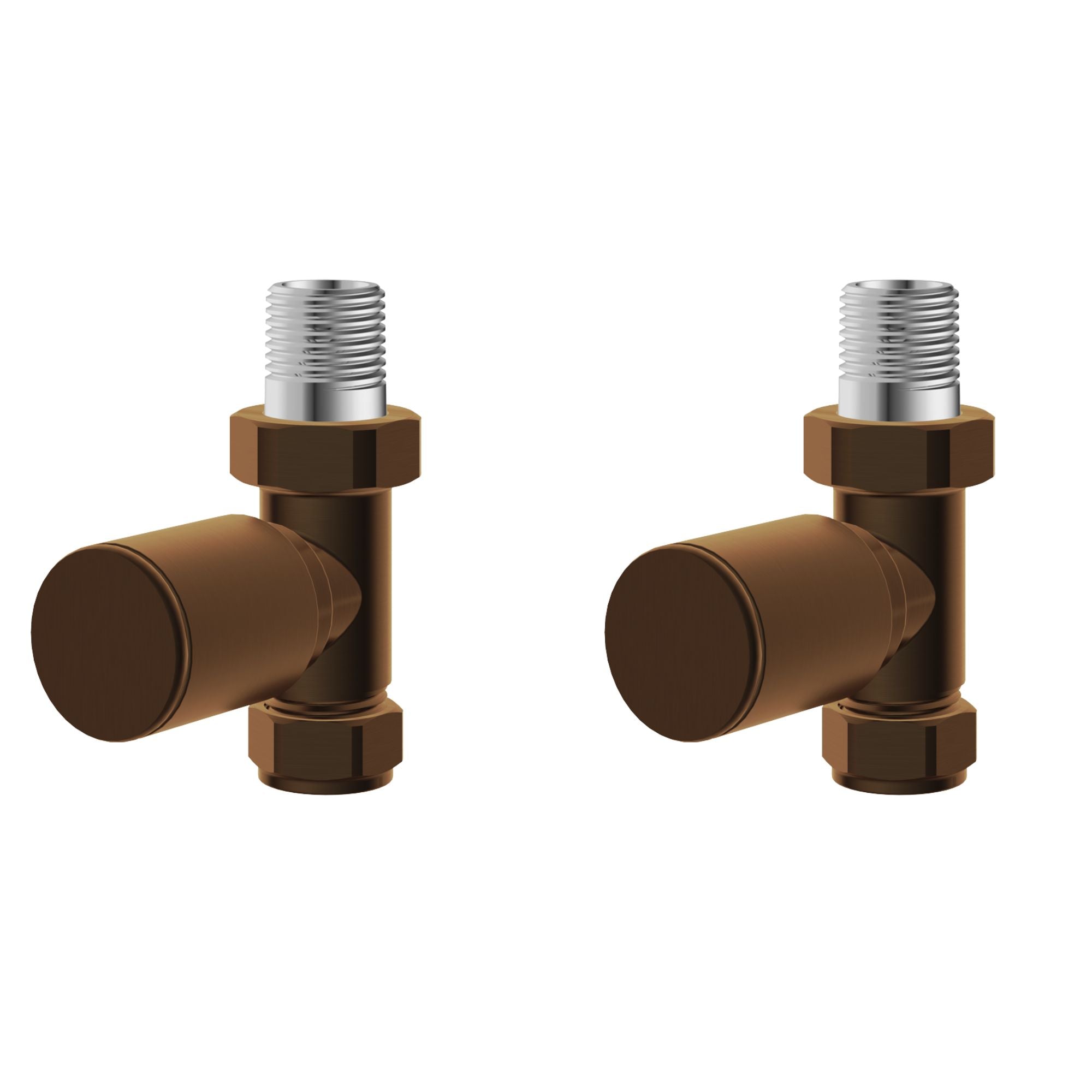 Como Round Brushed Bronze Radiator Valve - Pair