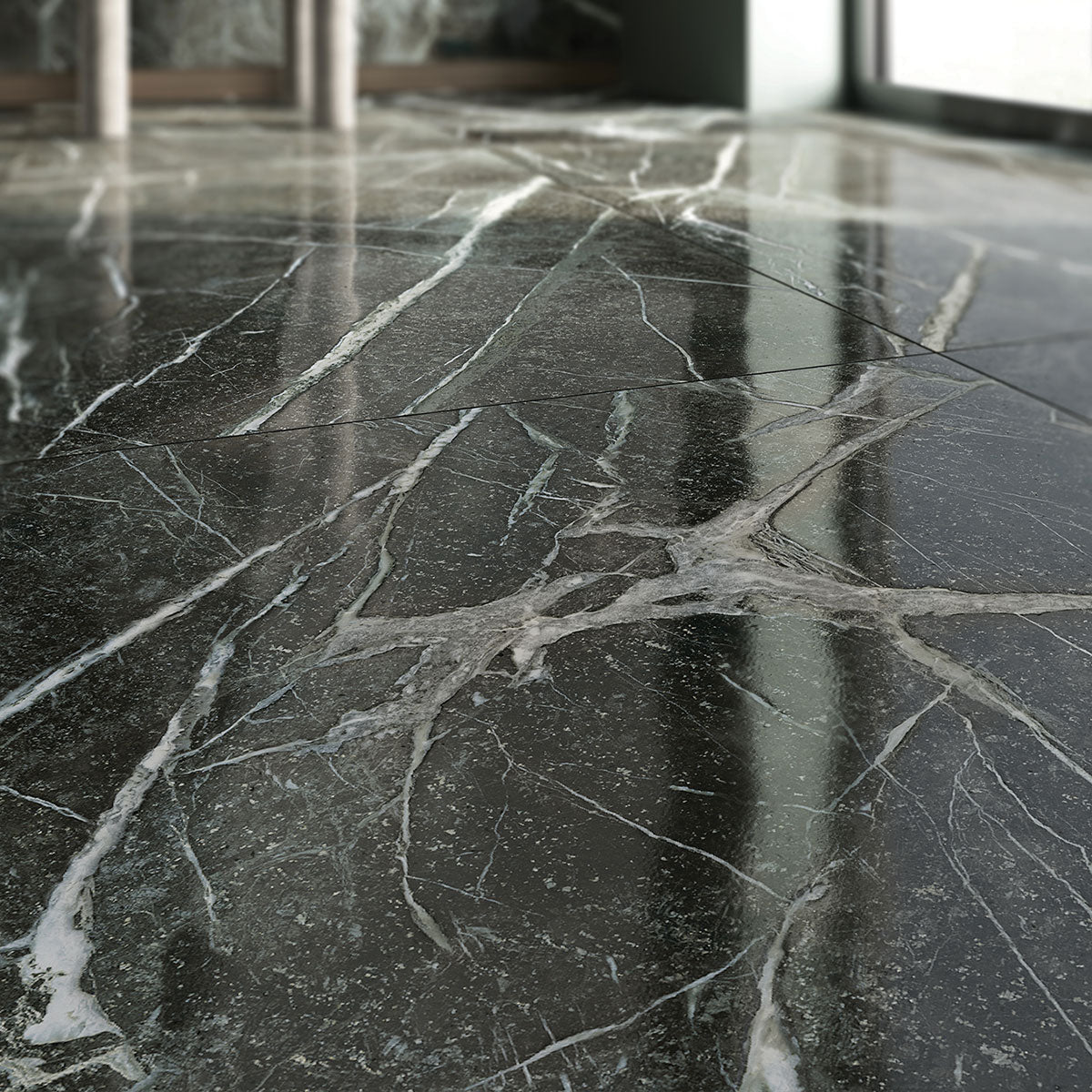 Deluxe Irish Green 3D Marble Effect Porcelain Tile 60x120cm Feature