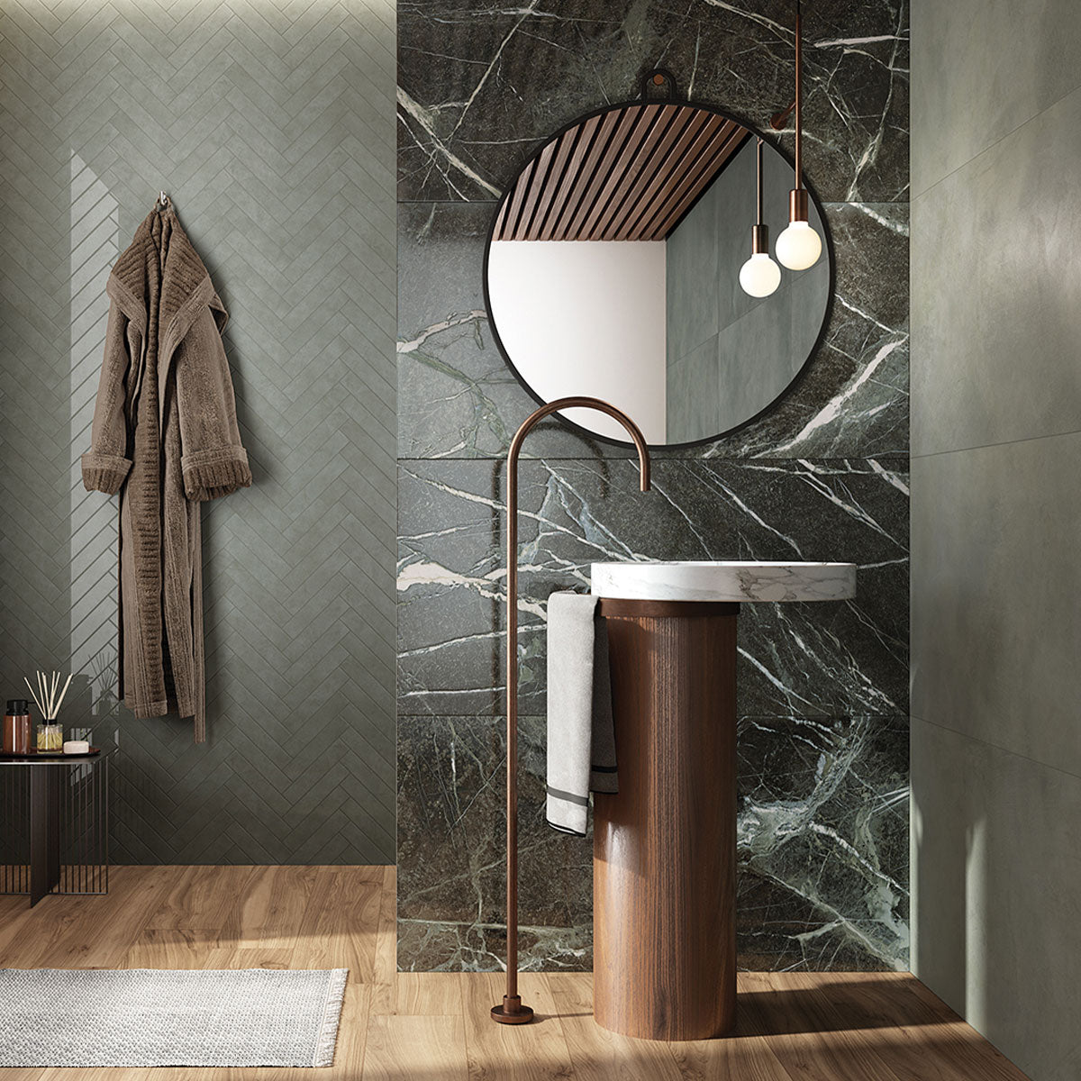 Deluxe Irish Green 3D Marble Effect Porcelain Tile 60x120cm Feature