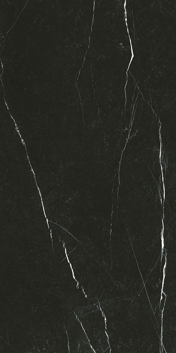 Deluxe Nero Marquinia Marble Effect Porcelain Tile 60x120cm Pattern