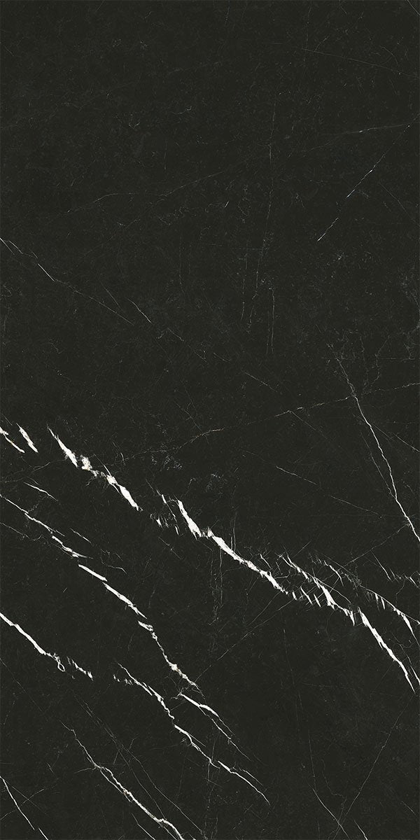 Deluxe Nero Marquinia Marble Effect Porcelain Tile 60x120cm Pattern