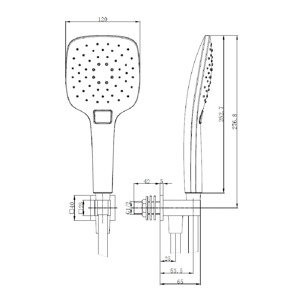 Deluxe Square Concealed 2 Outlet Thermostatic Shower Kit - Brushed Brass