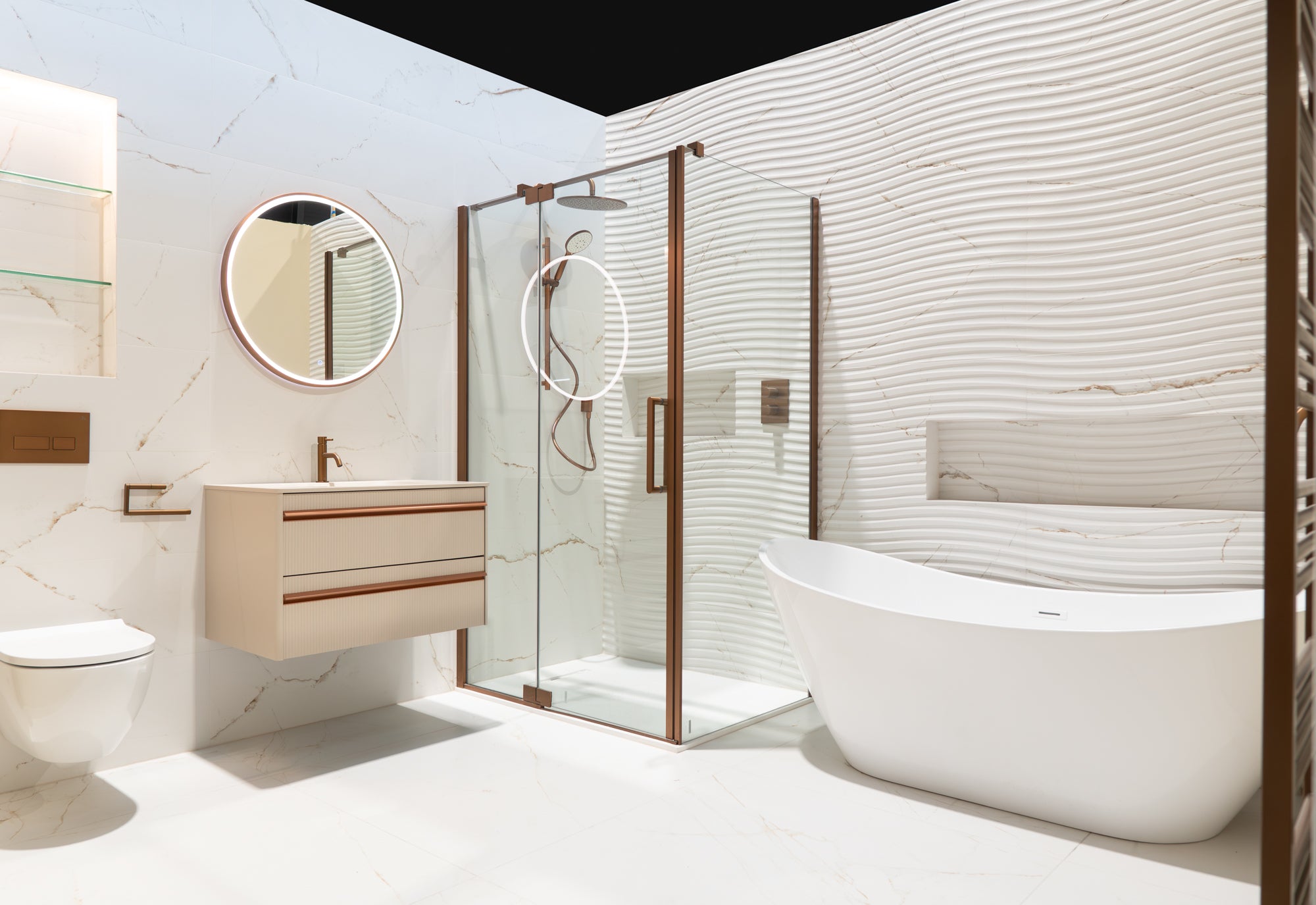 Dual White 4D Marble Effect Wall Tile Matt