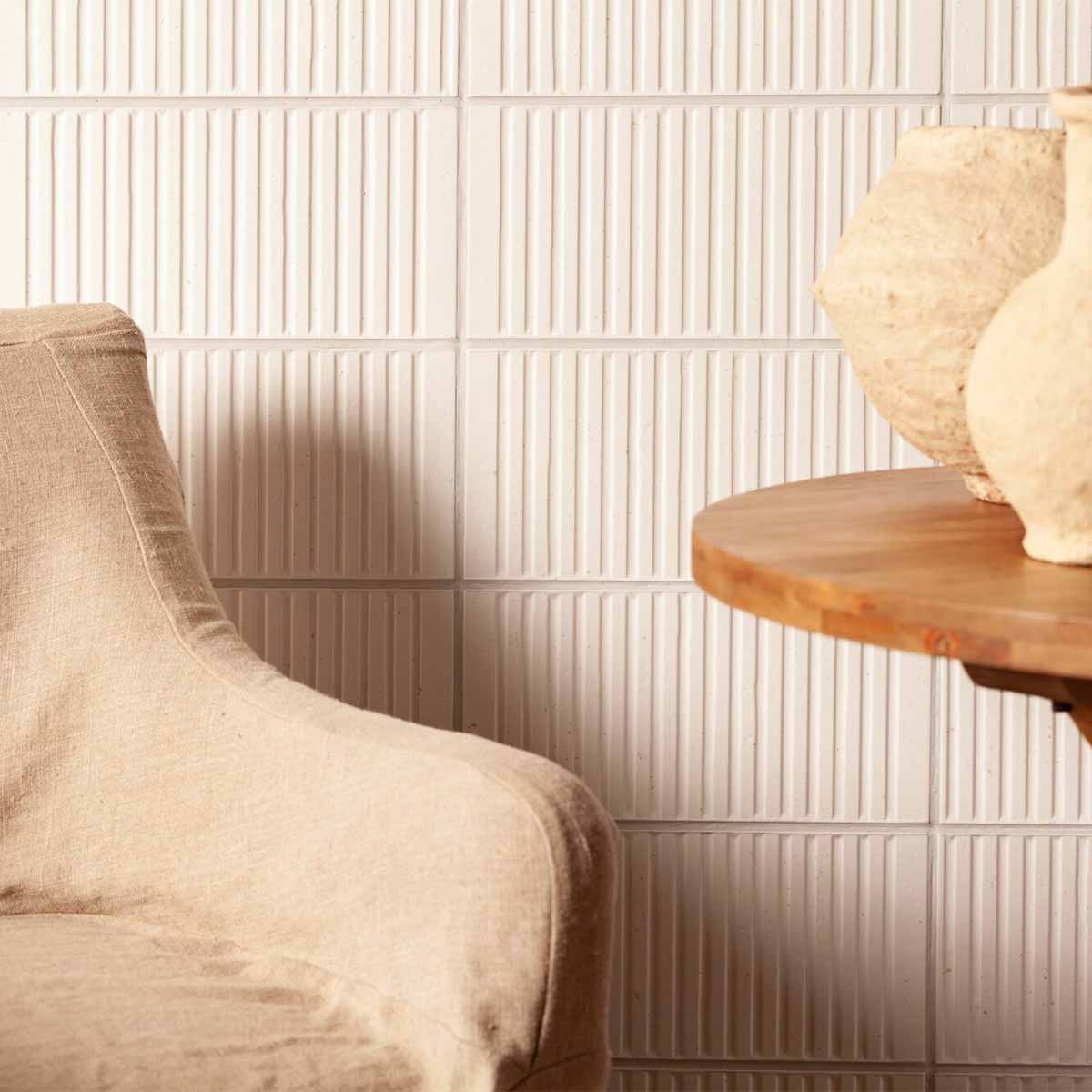 FS Loft White Ceramic Decor Wall Tile 20x40cm