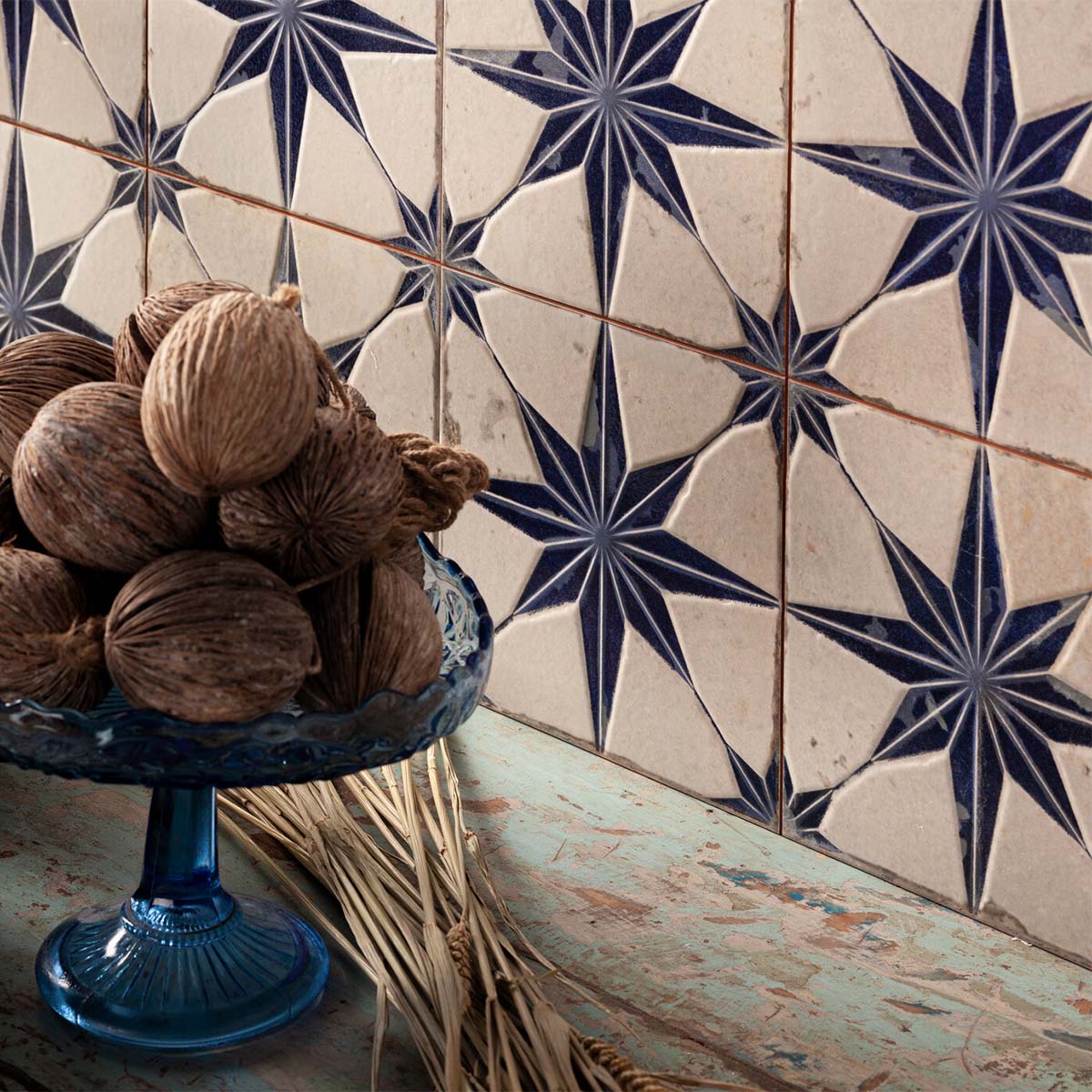 FS Star Blue 4D Pattern Tile 45x45cm Matte Lifestyle
