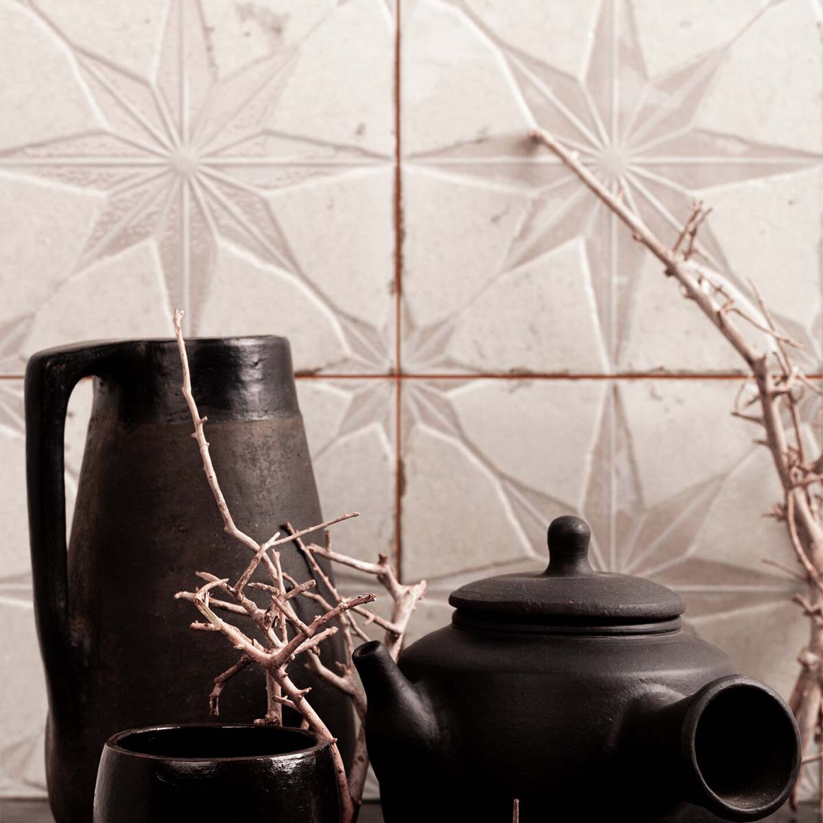 FS Star White 4D Pattern Tile 45x45cm Matte Lifestyle