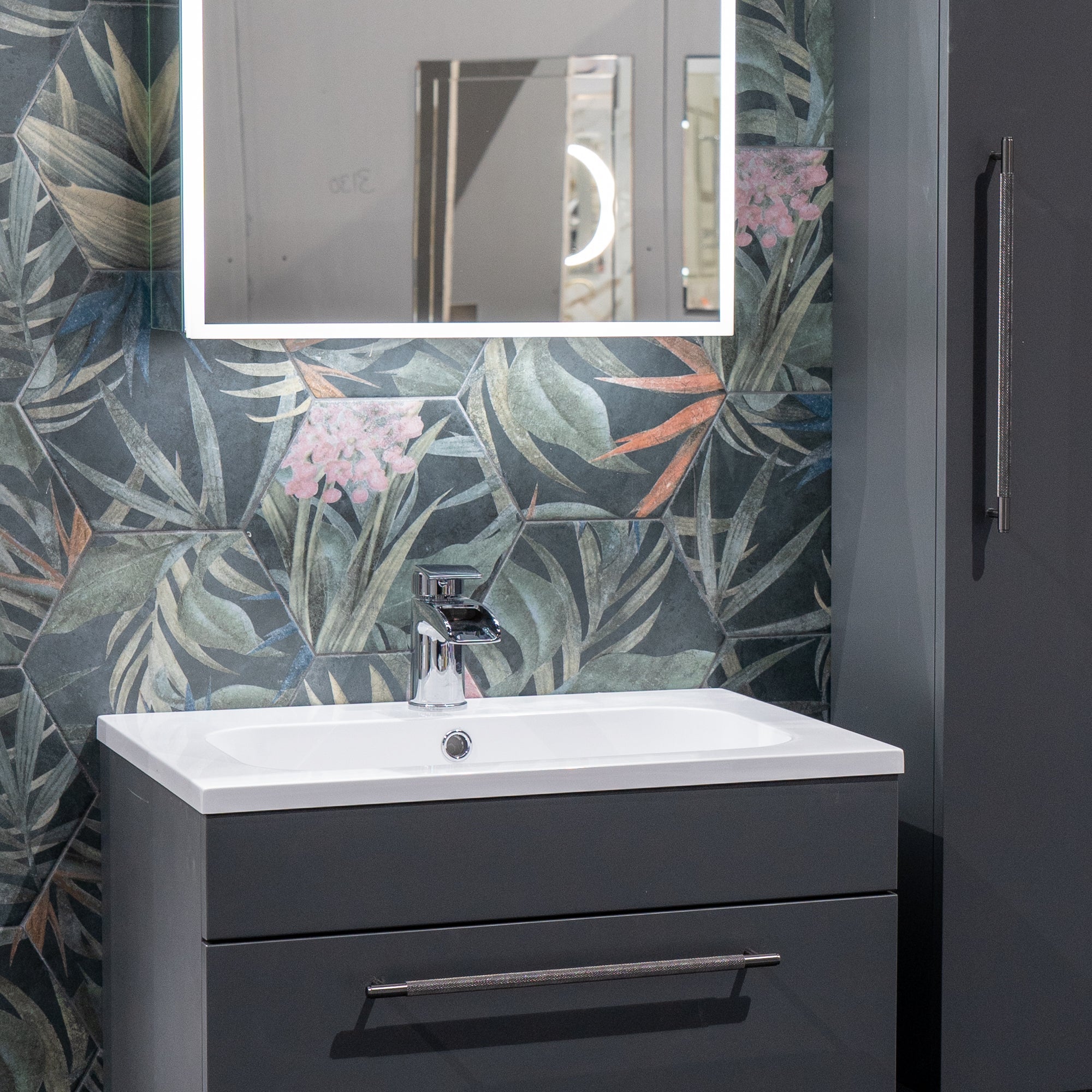 Fiori Lava Floral Decor Hexagonal Porcelain Tile 23x27cm Matt