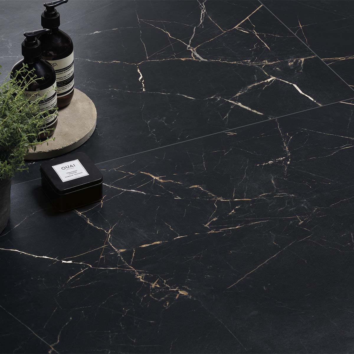 Florentina Marble Venice Black 3D Honed Porcelain Tile 60x120cm Lifestyle