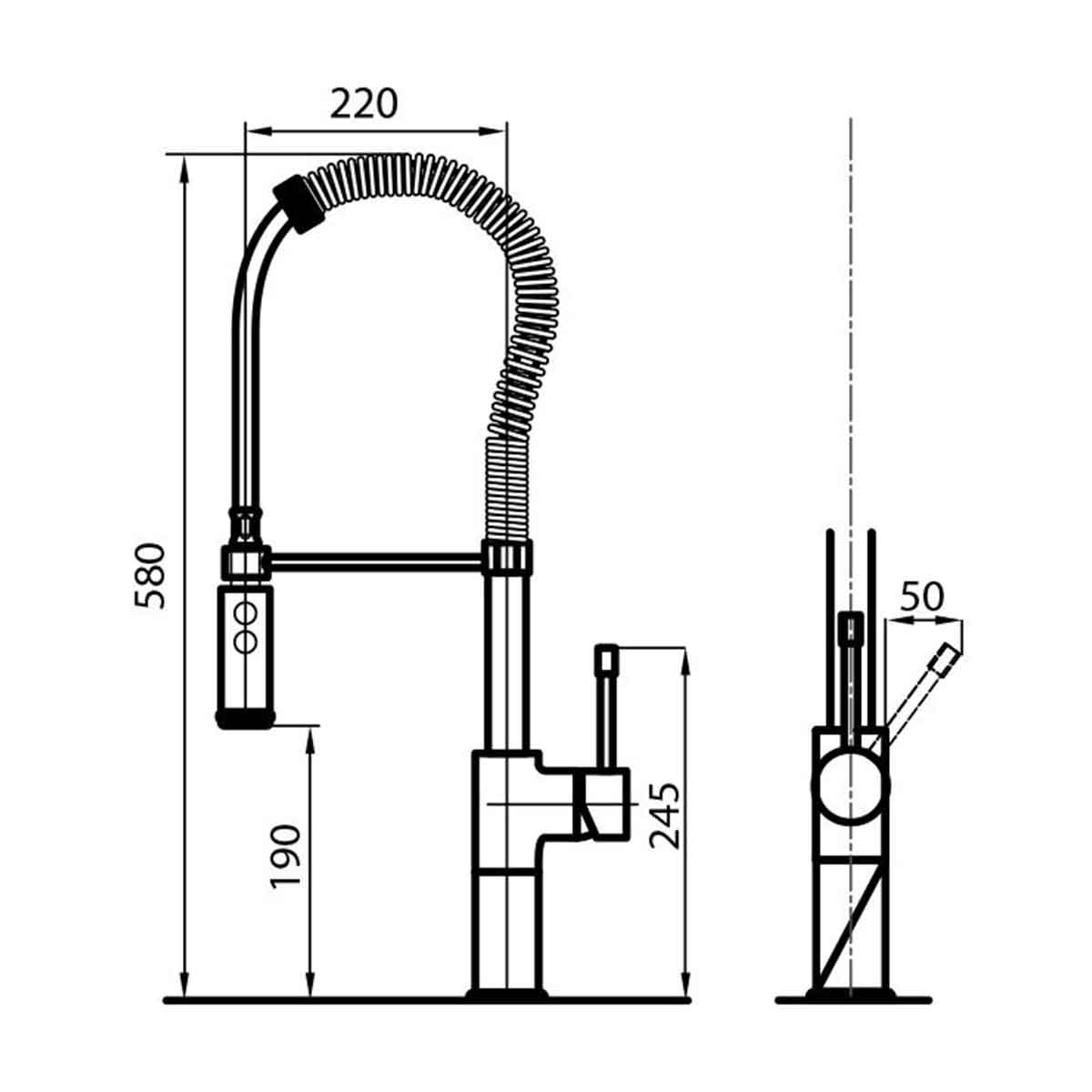 Foster magnum single lever kitchen tap dimensions