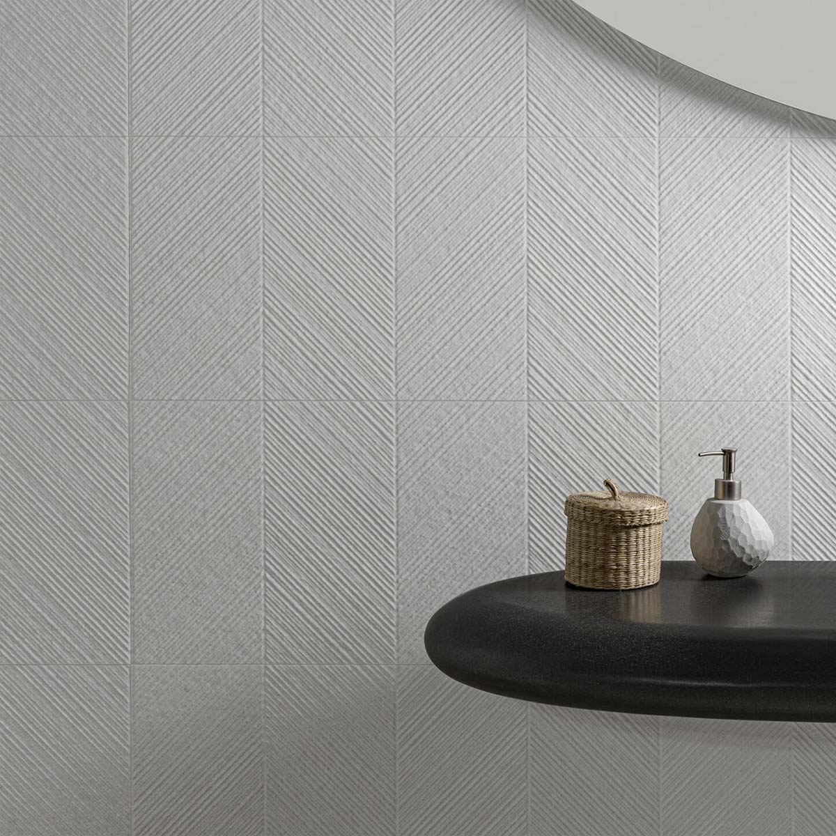 Ghent Silver Decor Wall Tile 33x100cm Lifestyle