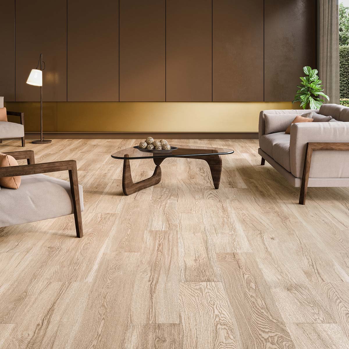 Grow Maple Wood Effect Porcelain Tile 24x151cm Matte Lifestyle