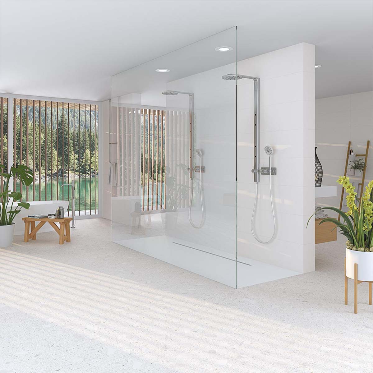 Miscela Blanco Terrazzo Effect Porcelain Tile Polished 79x79cm Lifestyle