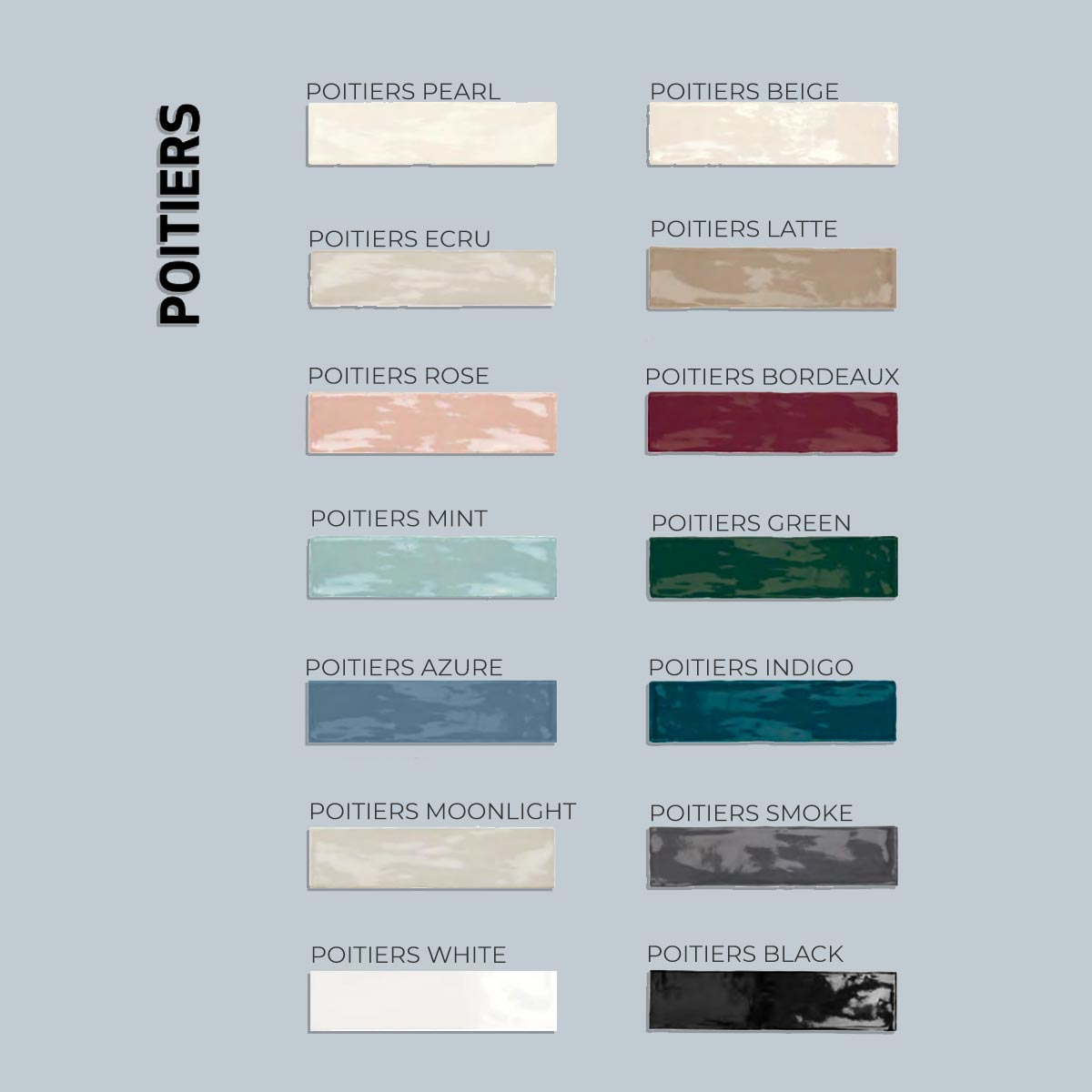 Poitiers Wall Tile Gloss 7.5 x 30cm Range