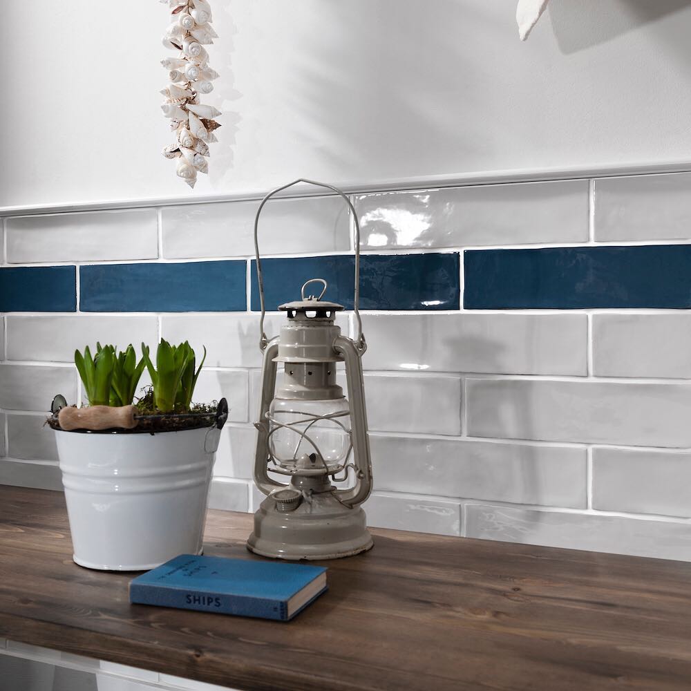 Poitiers Blue Azure Wall Tile Gloss 7.5 x 30cm