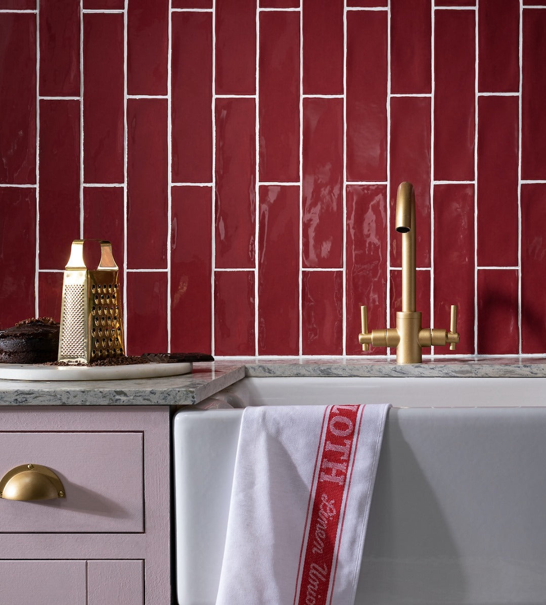 Poitiers Bordeaux Wall Tile 7.5x30cm Gloss