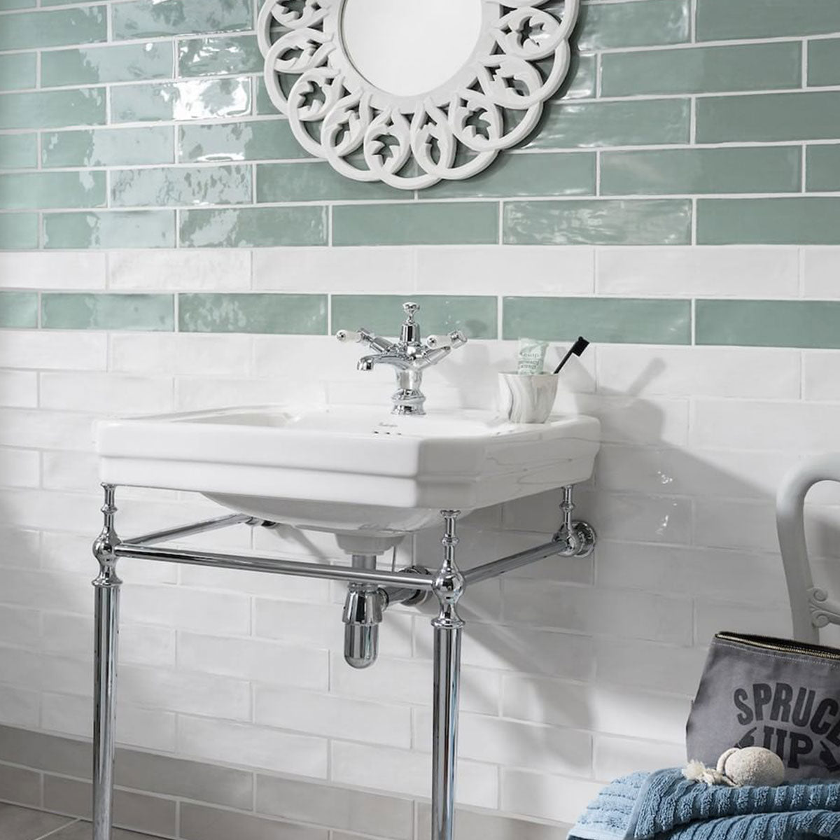 Poitiers Mint Wall Tile Gloss 7.5 x 30cm