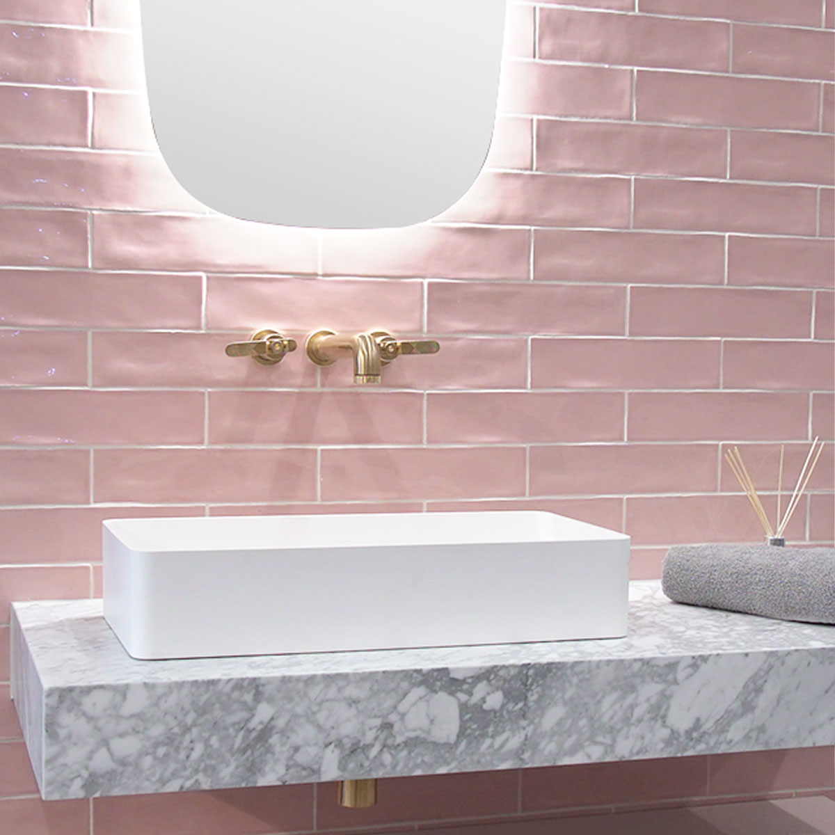 Poitiers Rose Gloss Wall Tile 7.5 x 30cm