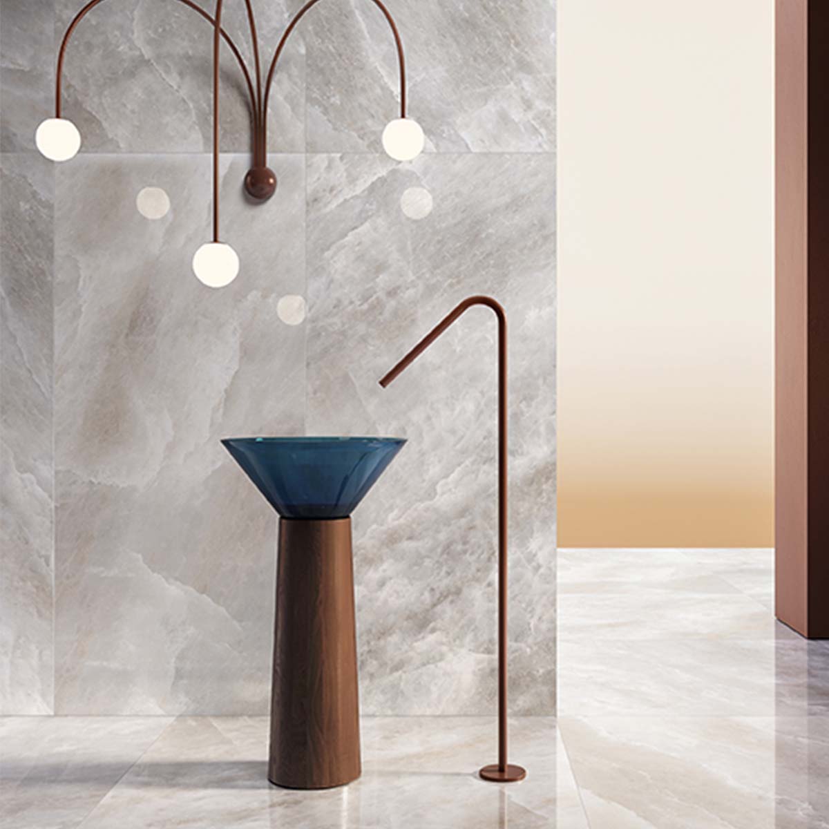 Riviera Onyx Grey Rock Salt Effect Porcelain Tile 60x120cm Polished Lifestyle