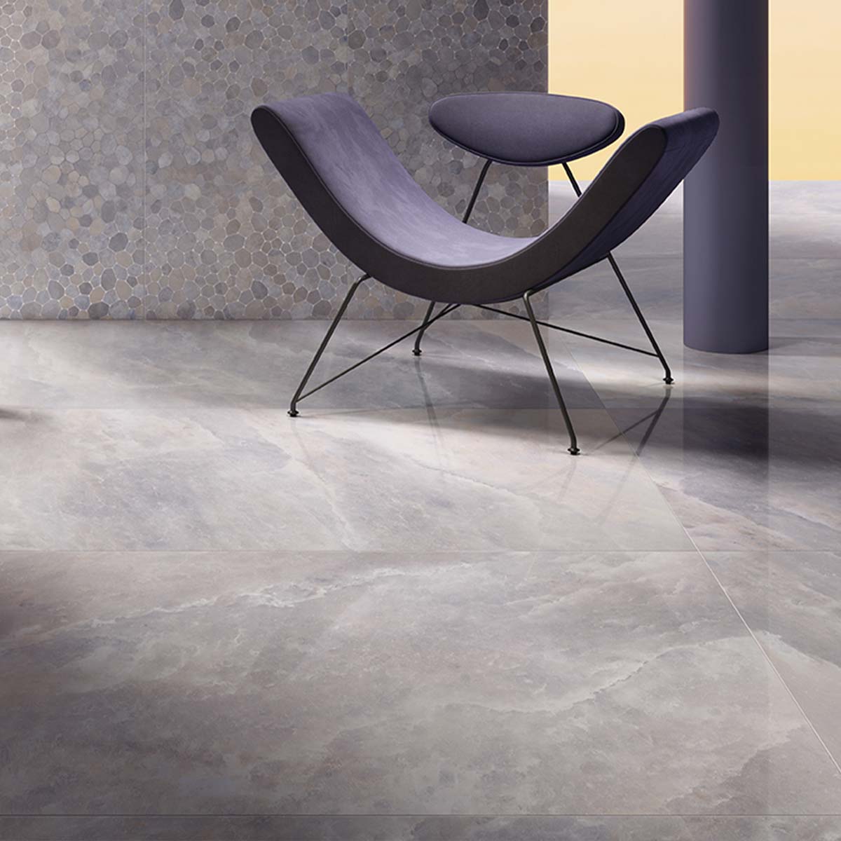 Riviera Onyx Purple Rock Salt Effect Porcelain Tile 60x120cm Polished Lifestyle