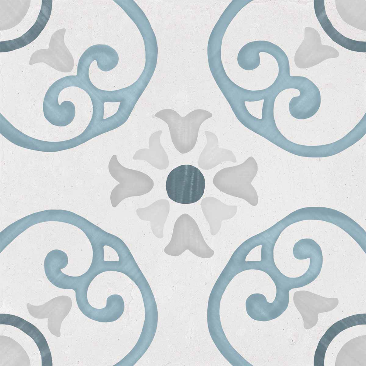 Sirocco Blue Dahlia Pattern Porcelain Tile 22x22cm Matte
