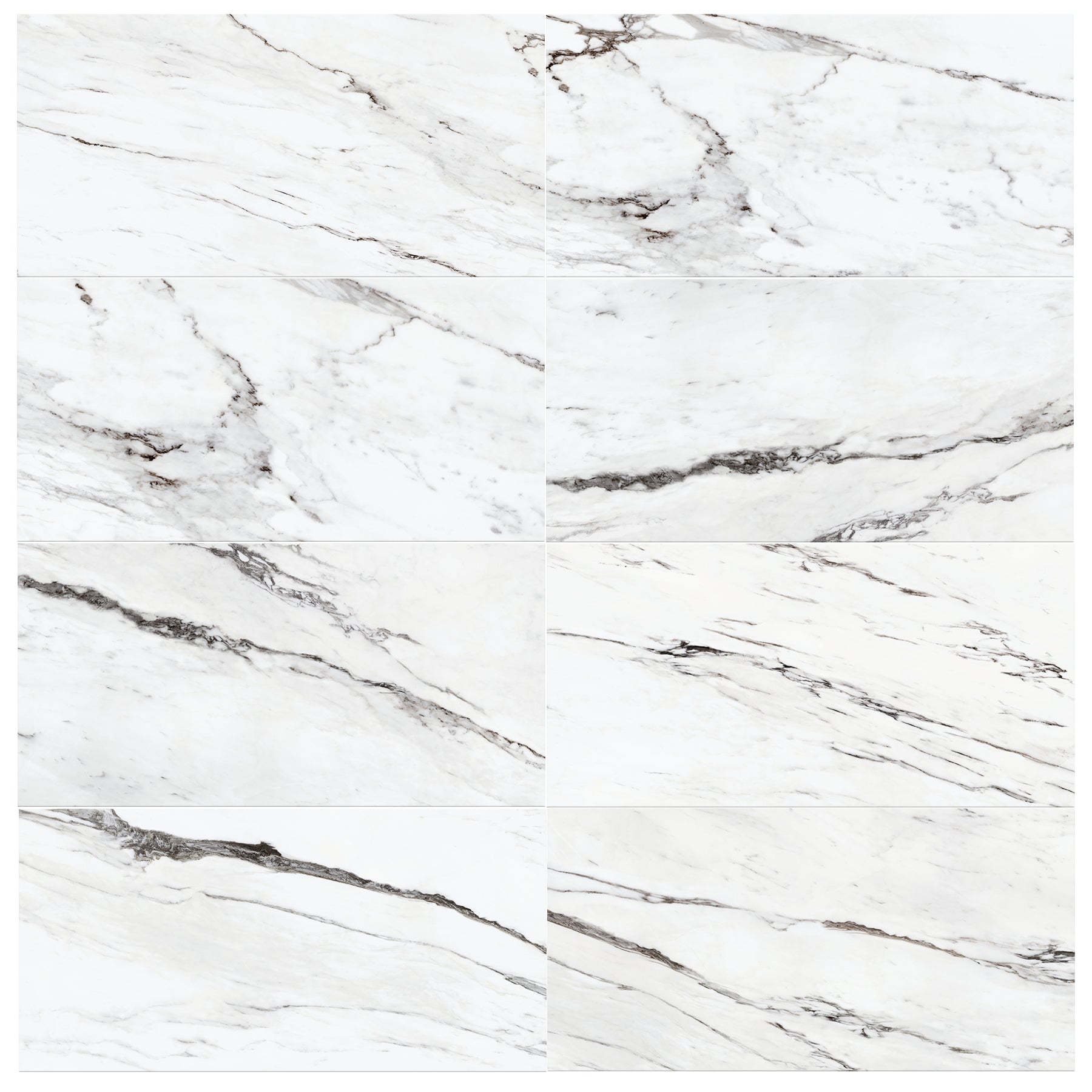 Statuario Plus White Marble Effect Tile Polished 60x120cm Patterns
