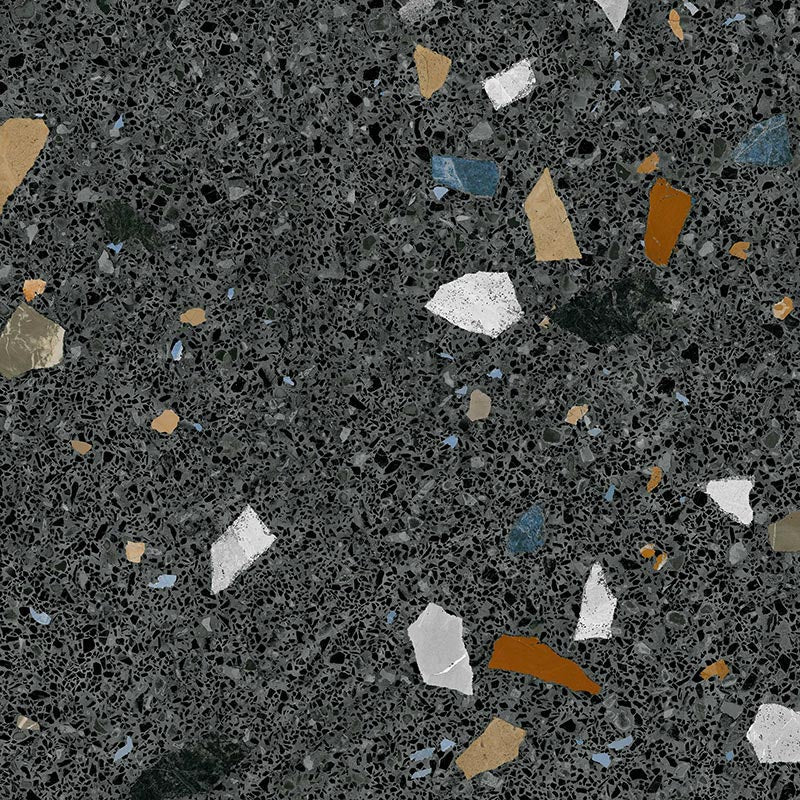 Stracciatella Nero Terrazzo Effect Porcelain Tile Matt 80x80cm