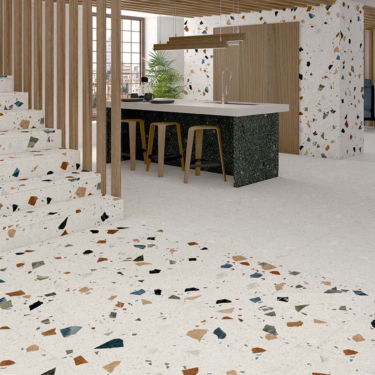 Stracciatella Terrazzo Effect Porcelain Tile Polished 79x79cm Lifestyle
