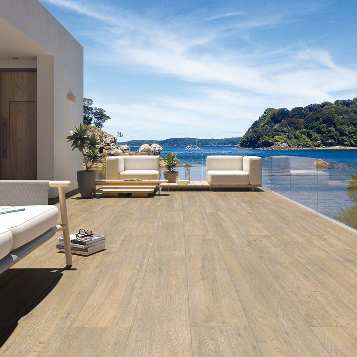 Vives Bowden Beige Wood Effect Porcelain Tile 19.4x120cm Matte Lifestyle