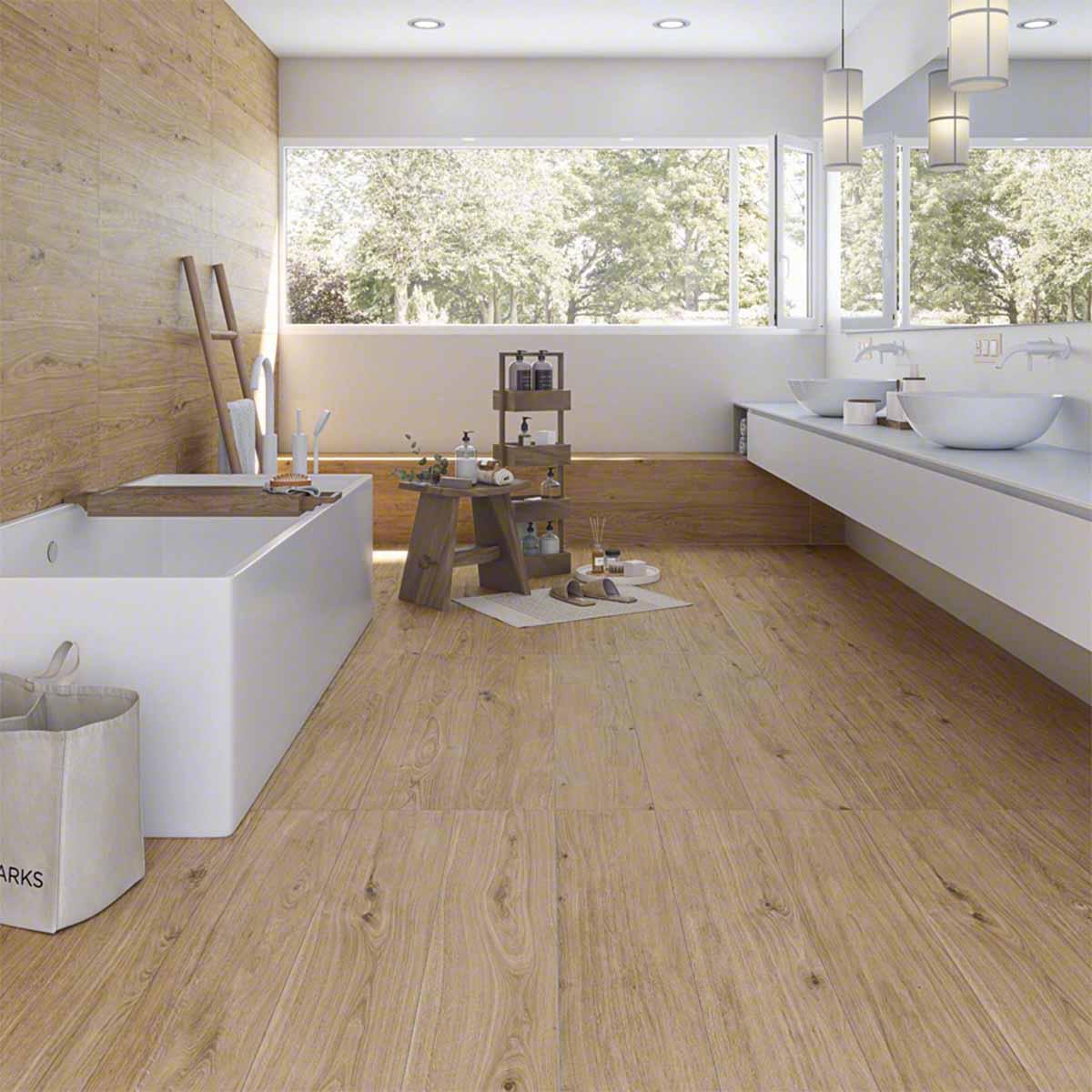 Vives Kokkola-R Avellana Wood Effect Porcelain Tile 19.4x120cm Matt