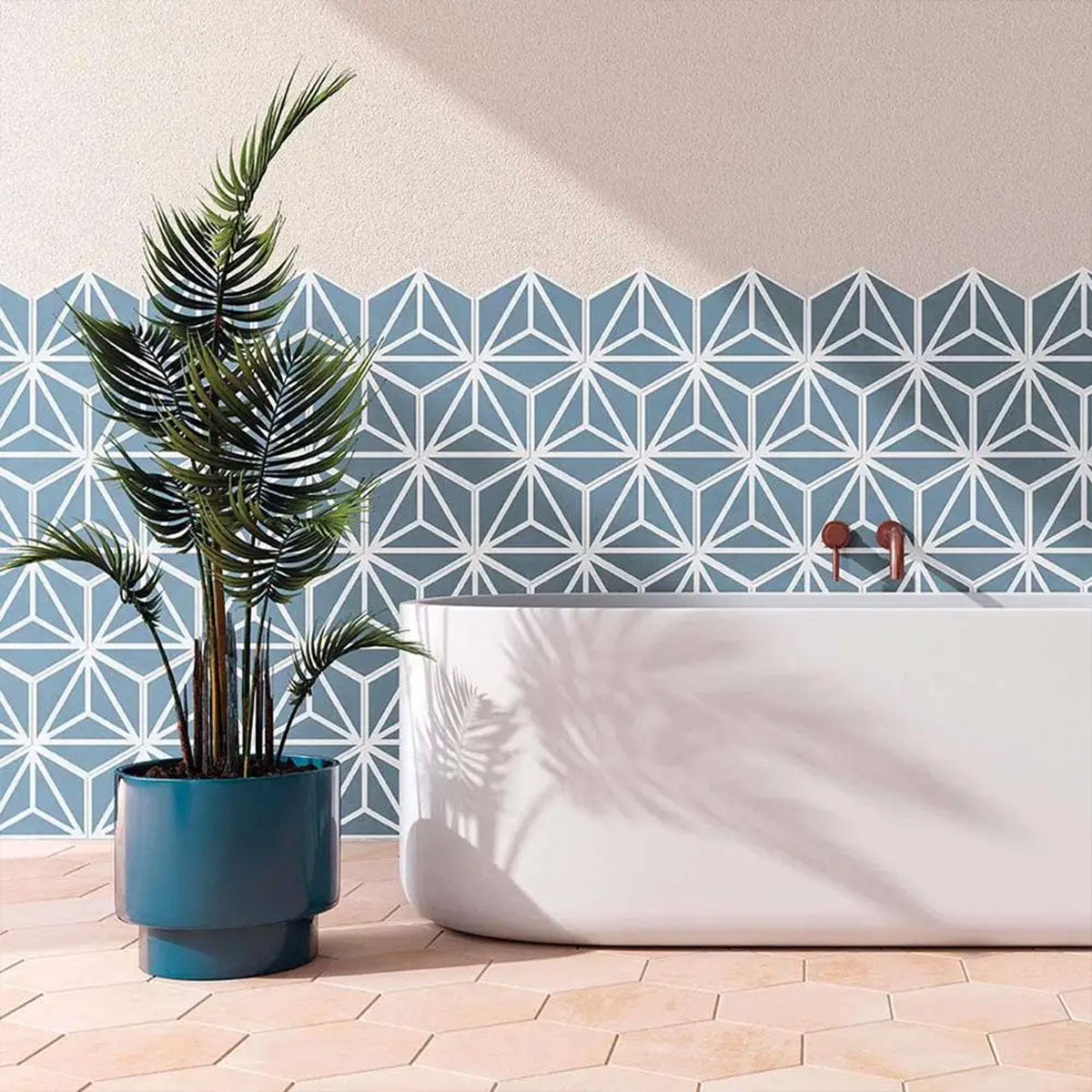 Varadero Azure Hexagonal Porcelain Tile Matt 20x23cm