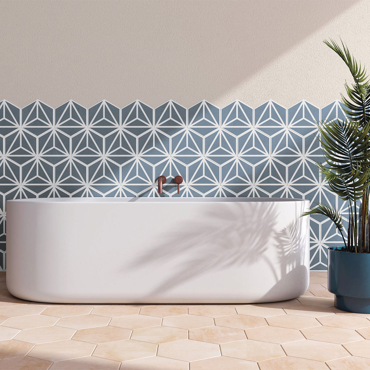 Varadero Azure Hexagonal Porcelain Tile Matt 20x23cm