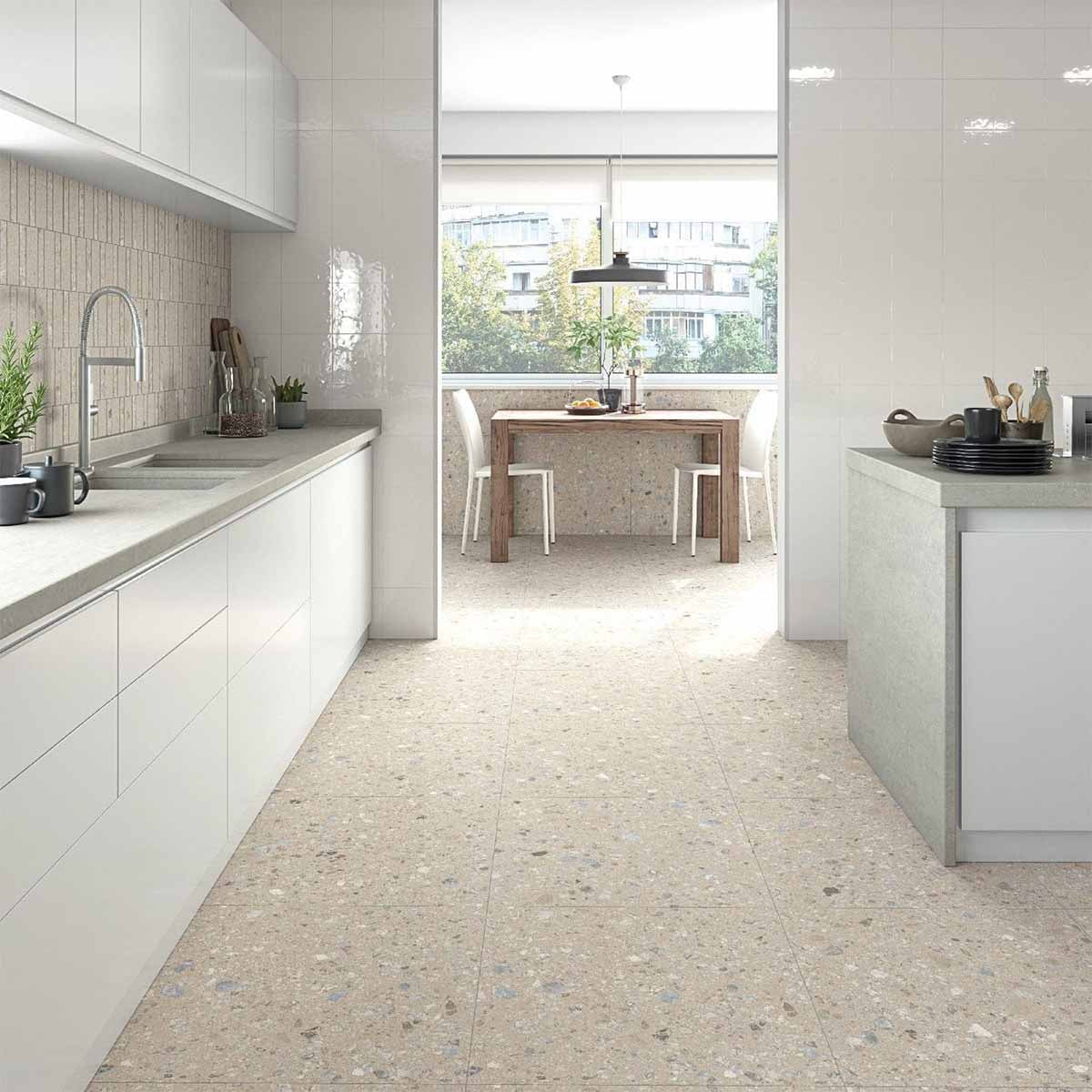 Vives Janty Crema Terrazzo Effect Porcelain Tile 80x80cm Matt Lifestyle
