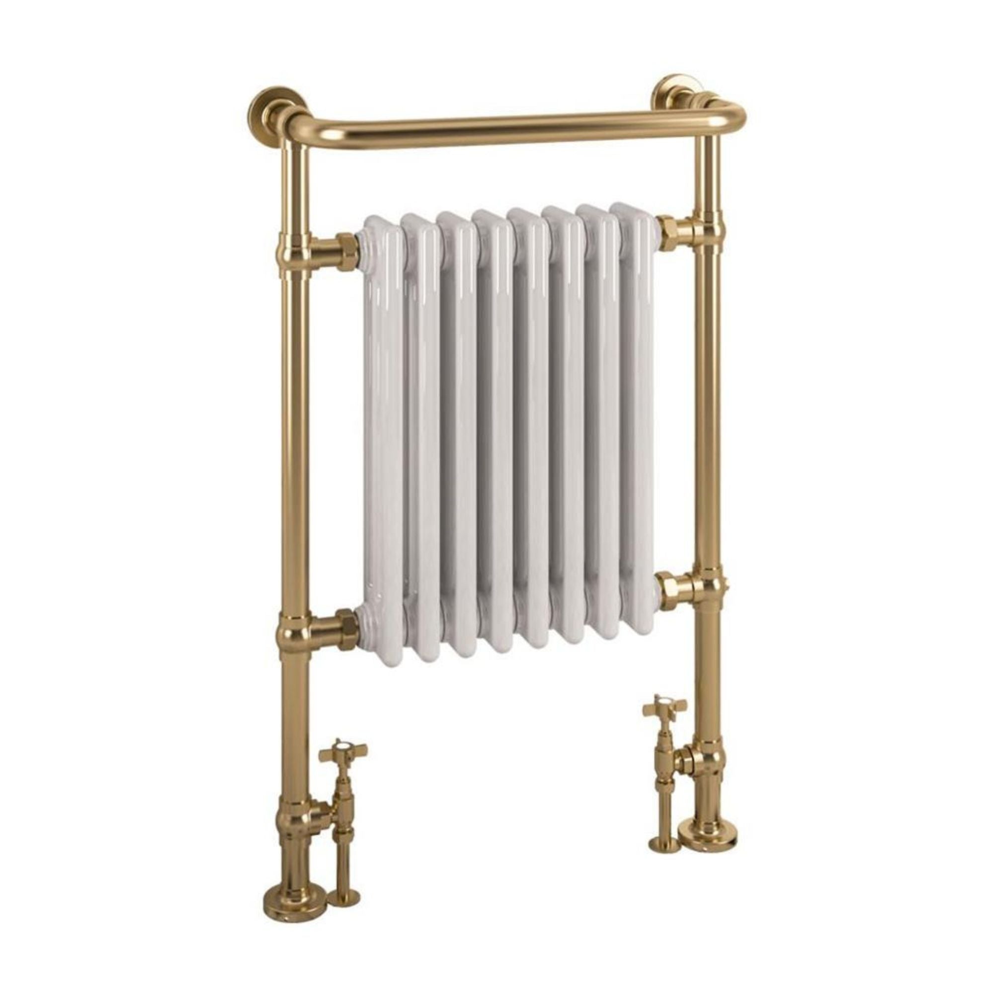 Ashbourne Traditional Radiator - Brushed Brass/Gloss White