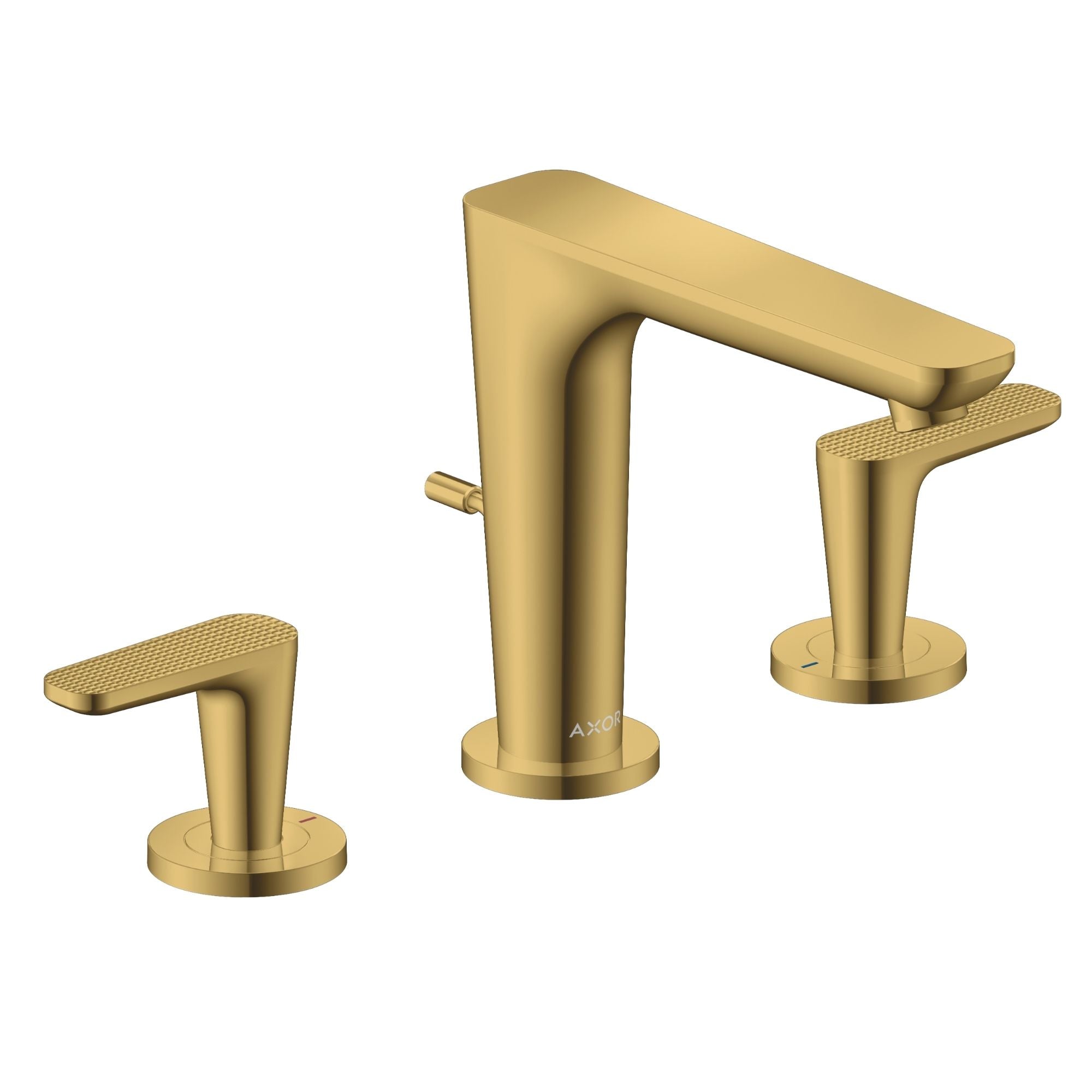 Axor Citterio C 3 Hole Deck Mounted Basin Mixer Tap With Waste Cubic Cut Polished Gold Optic
