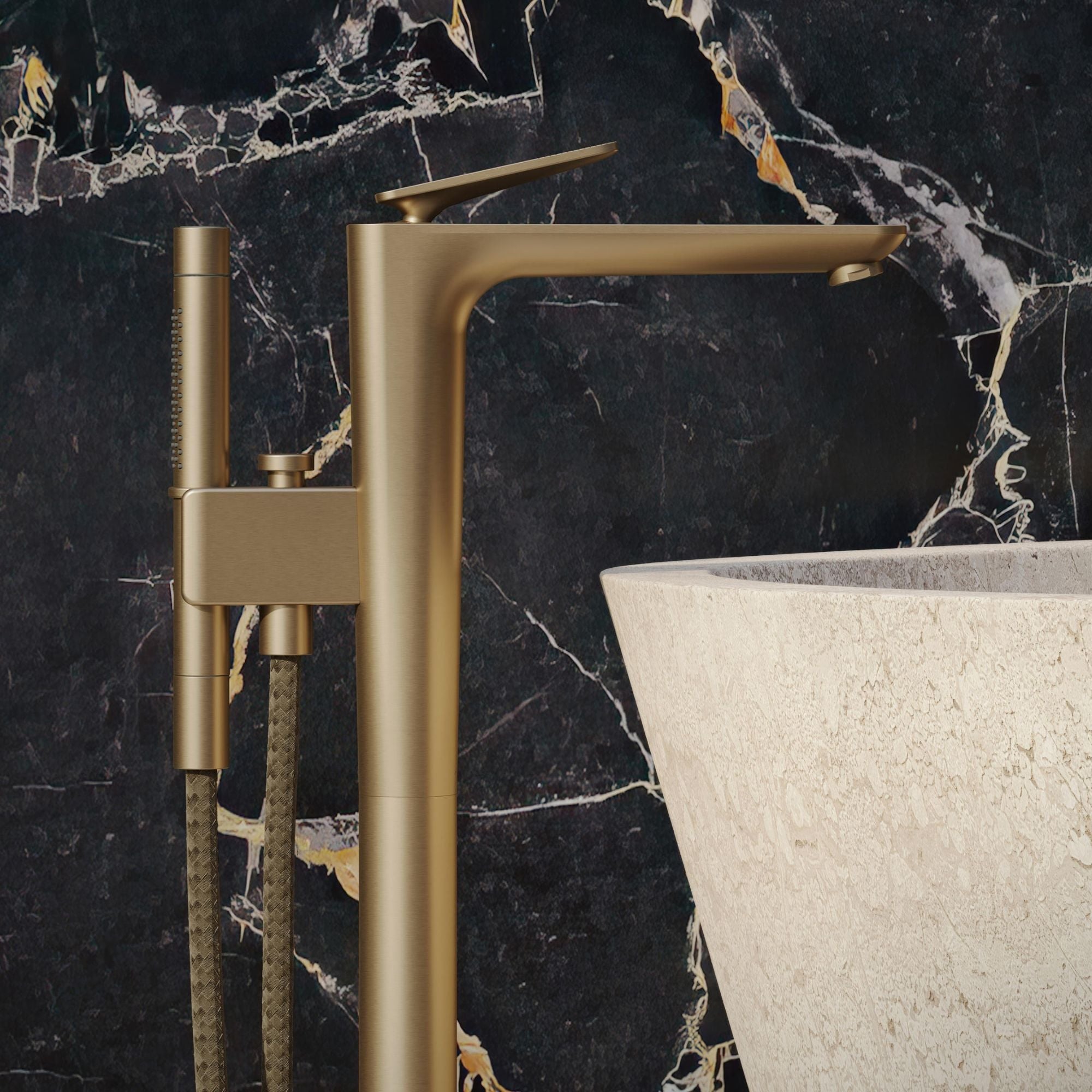 Axor Citterio C Floorstanding Bath Shower Mixer With Handset Cubic Cut