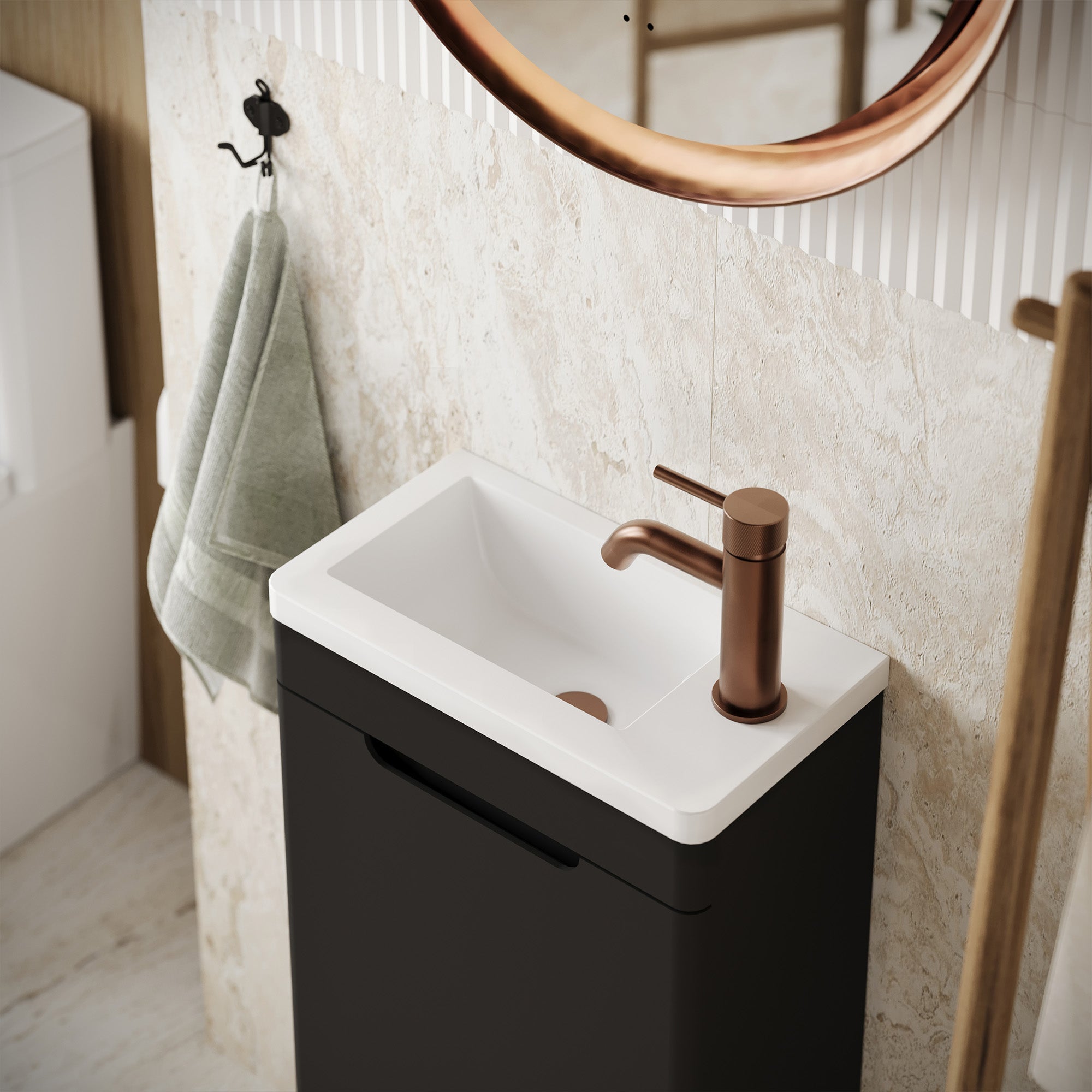 ayr 400mm floorstanding cloakroom vanity unit black