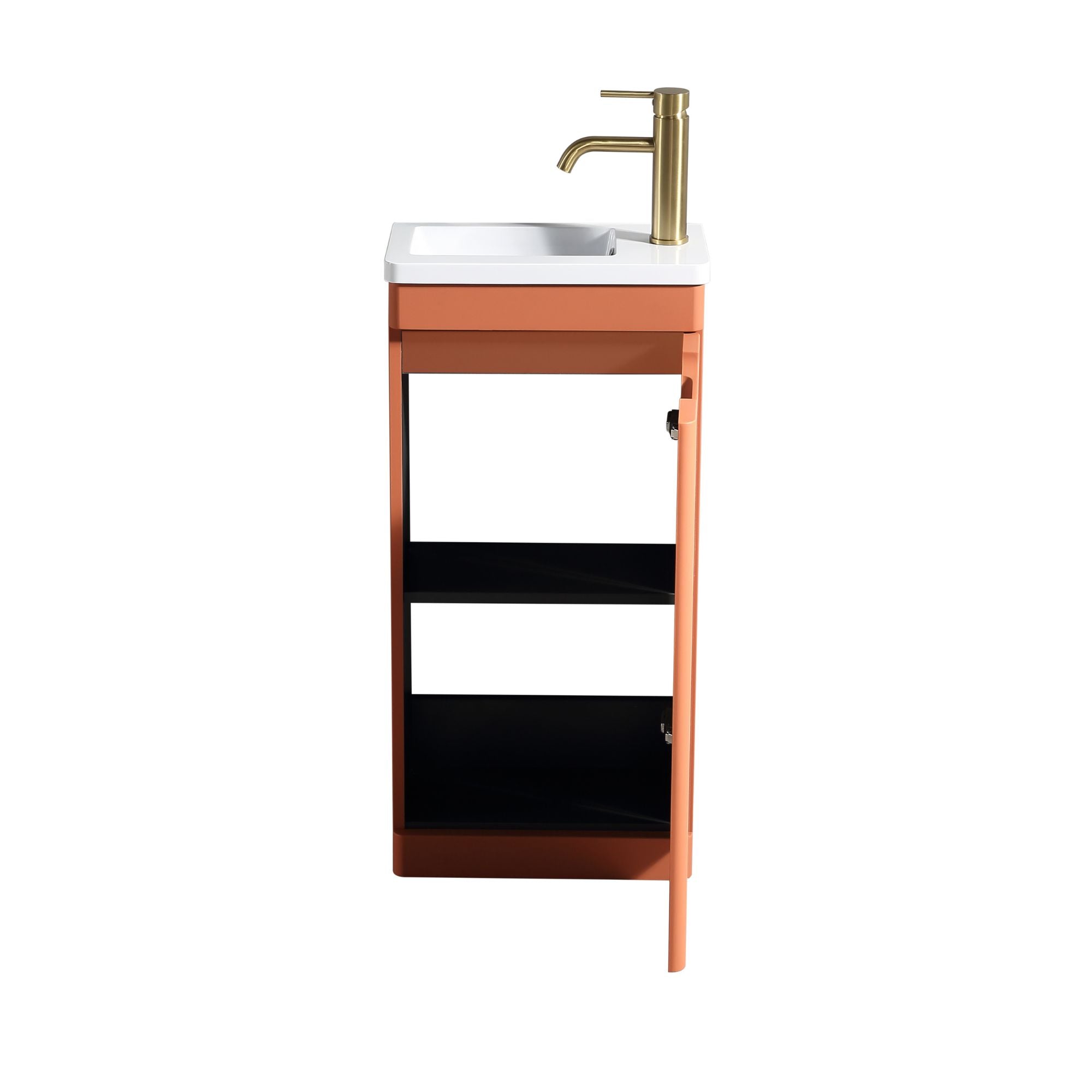 Ayr 400mm Floorstanding Cloakroom Vanity Unit With Composite Basin Bruciata Orange Deluxe Bathrooms