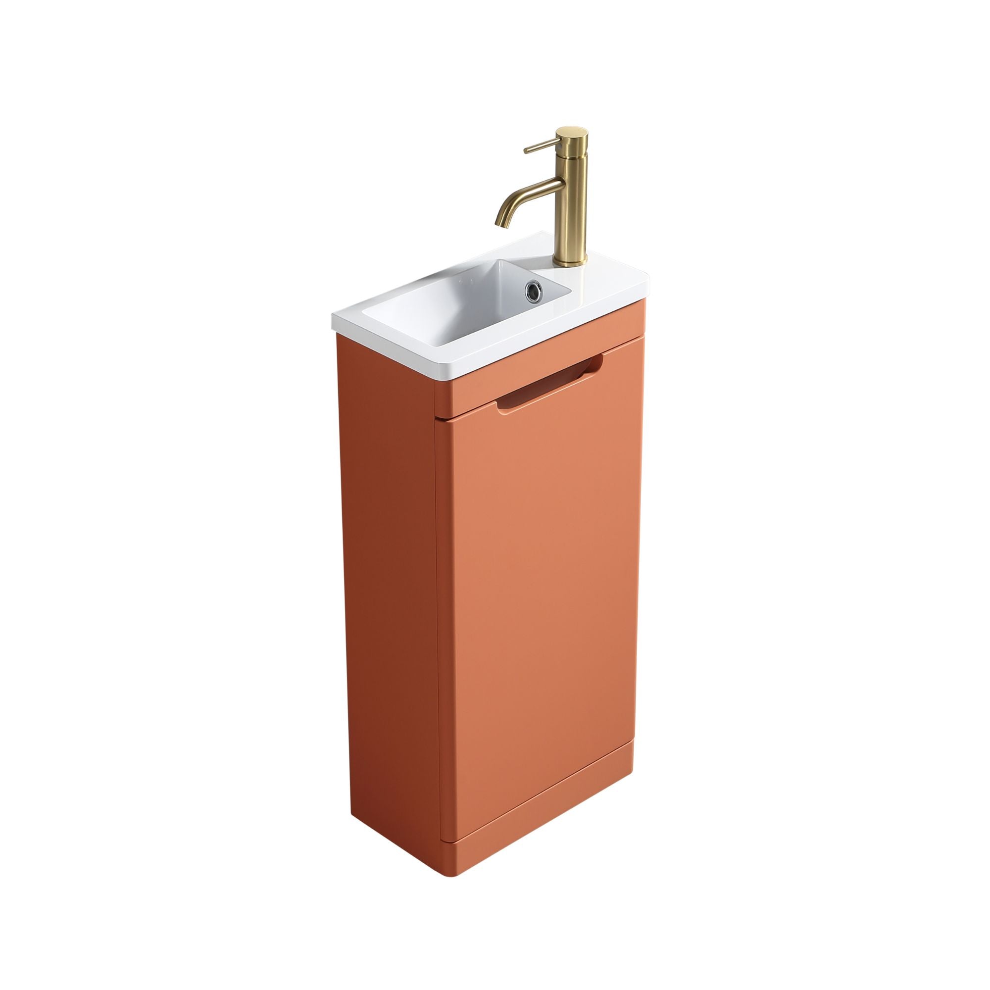 Ayr 400mm Floorstanding Cloakroom Vanity Unit With Composite Basin Bruciata Orange Deluxe Bathrooms
