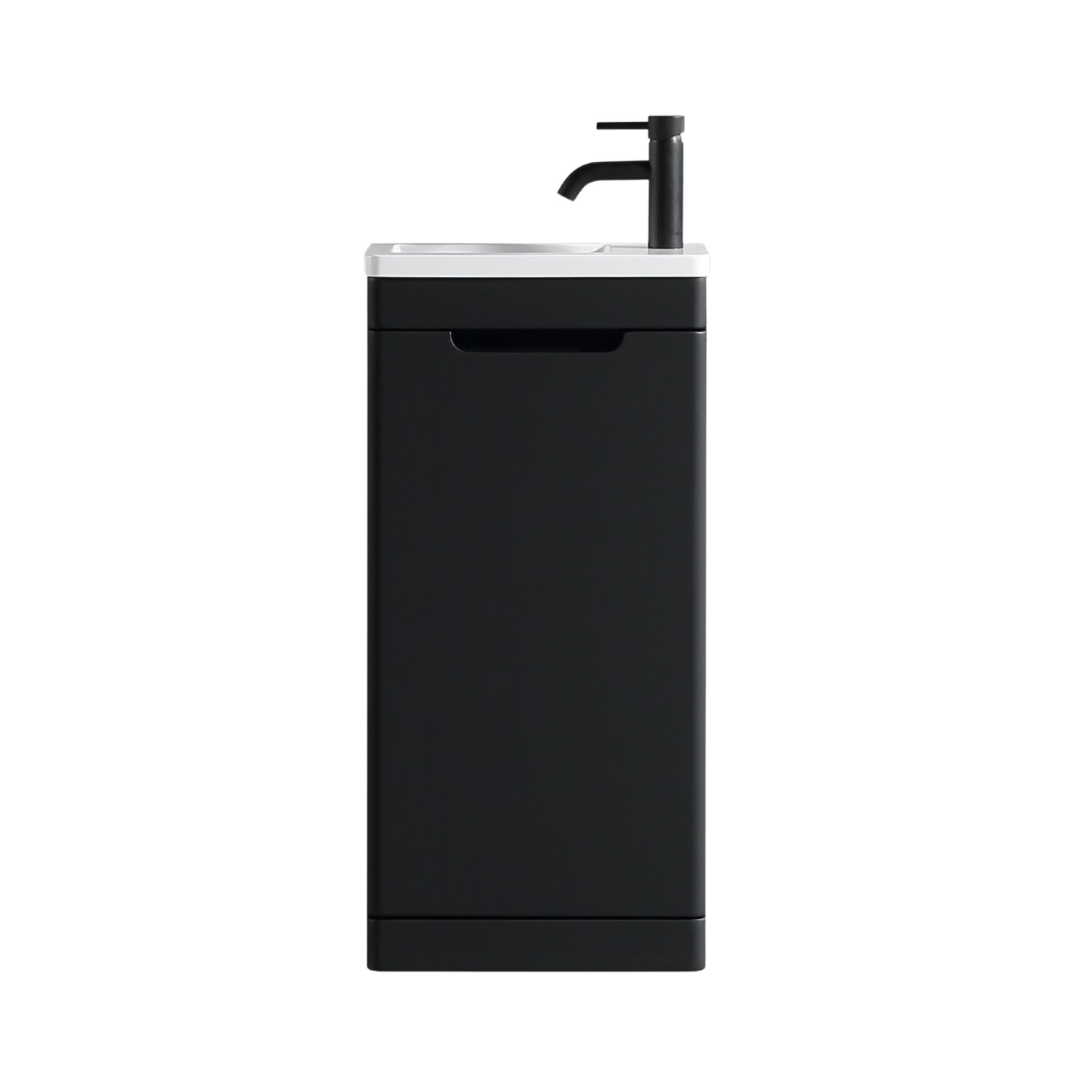 Ayr 400mm Floorstanding Cloakroom Vanity Unit With Composite Basin Silk Black Deluxe Bathrooms