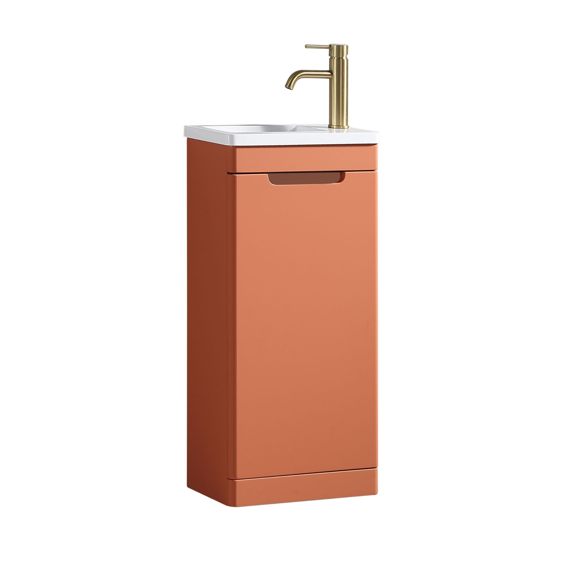 Ayr 400mm Floorstanding Cloakroom Vanity Unit With Composite Basin Bruciata Coffee Deluxe Bathrooms