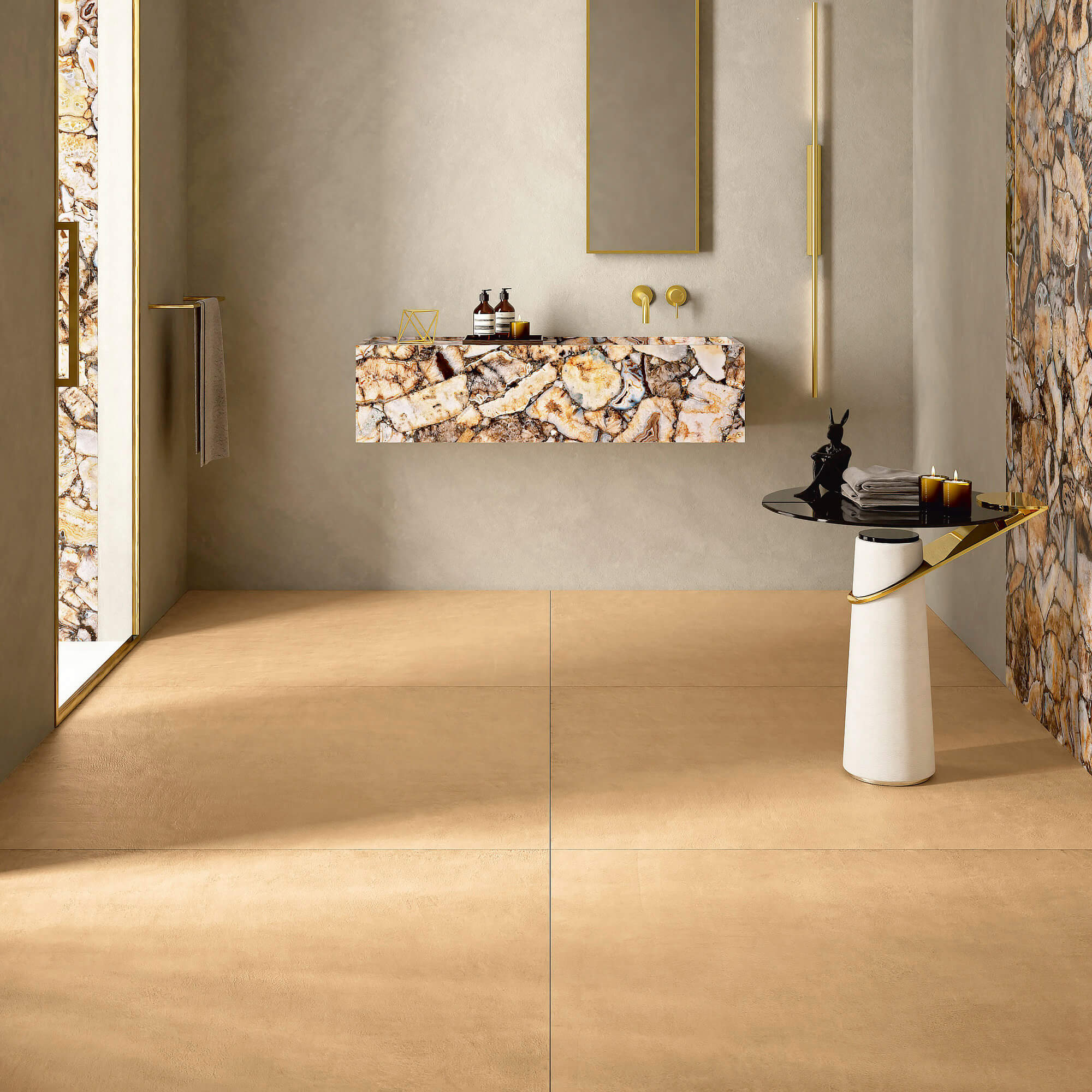 balance ochre concrete effect porcelain tile 60x120cm matt